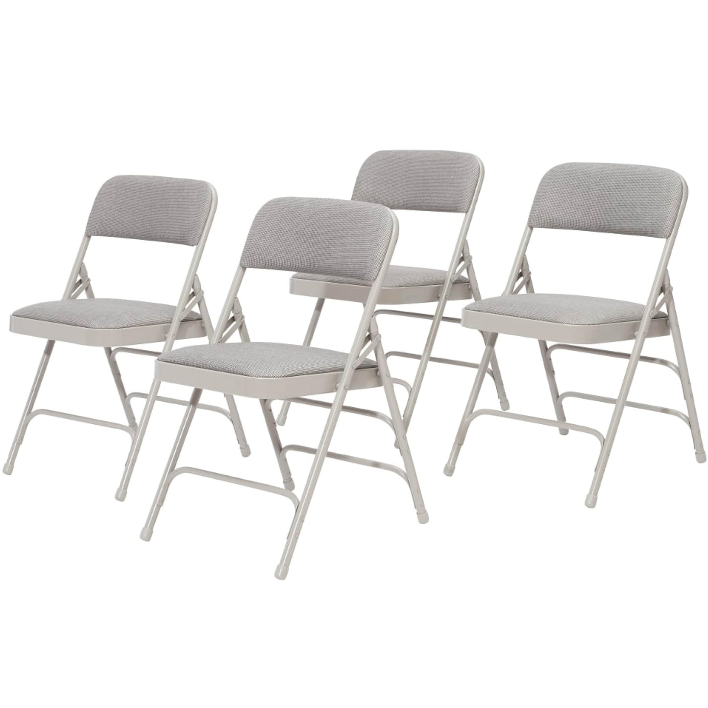 National Public Seating 2302 Deluxe Fabric Upholstered Triple Brace Double Hinge Premium Folding Chair, Graystone Surface, Gray Frame