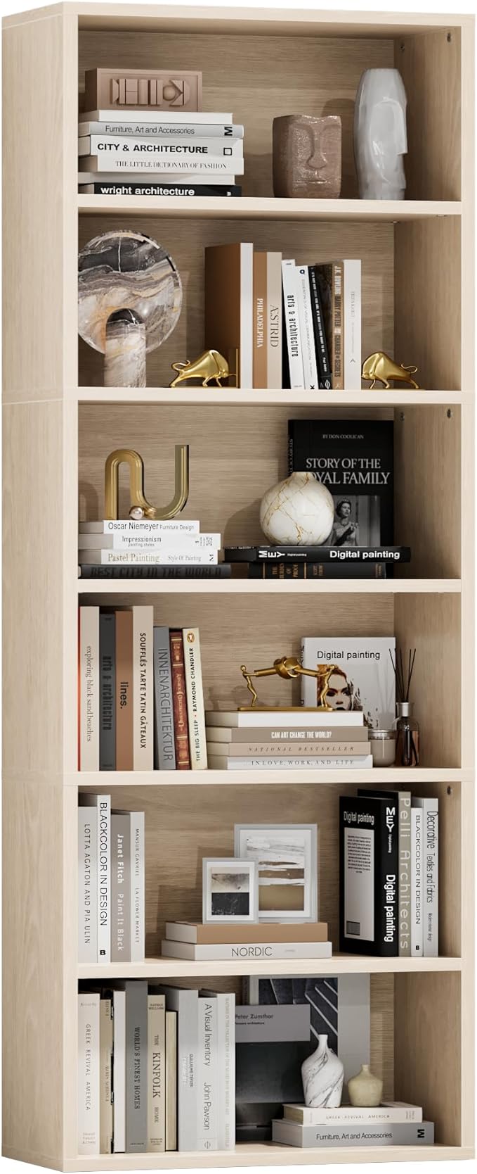 Furniwell 71" Tall Bookcase Bookshelves, 6 Tier Floor Standing Bookcases Open