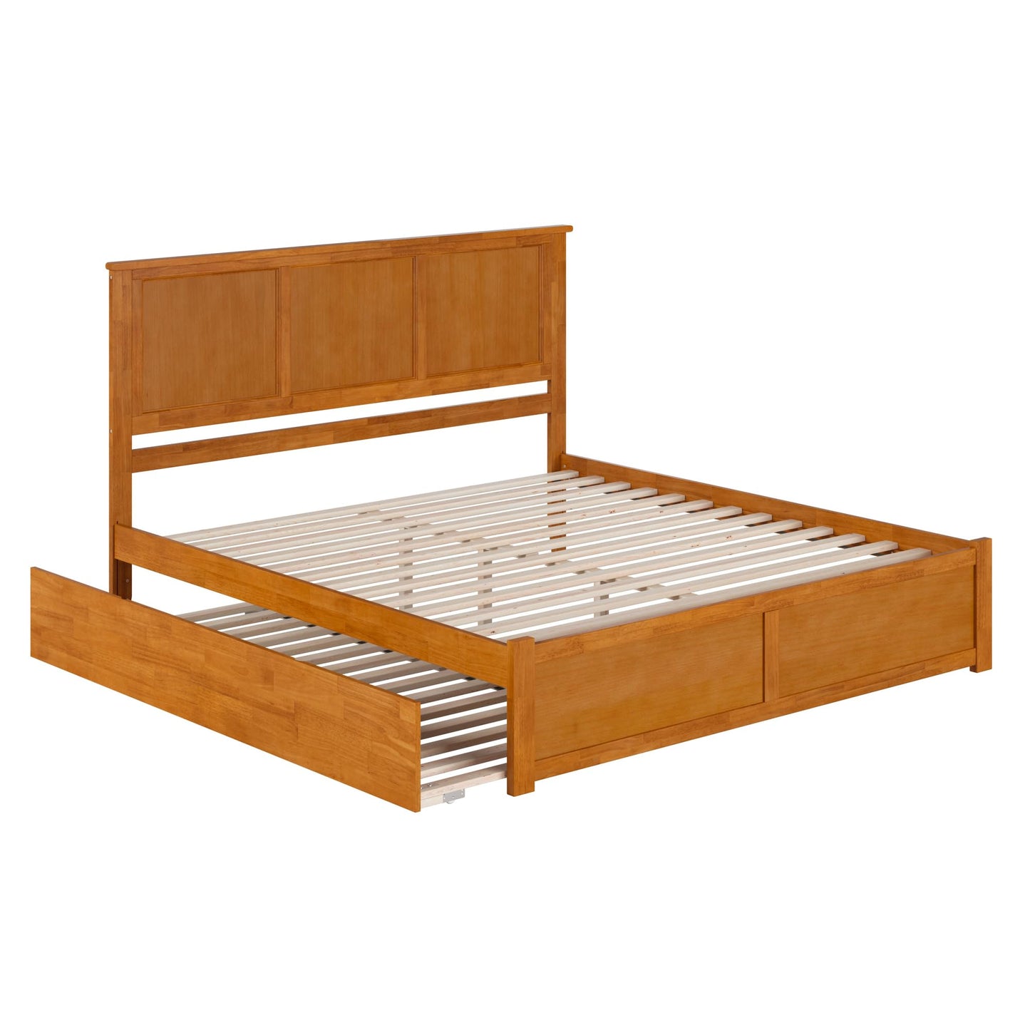 AFI, Madison King Platform Bed with Footboard & Twin XL Trundle, Light Toffee