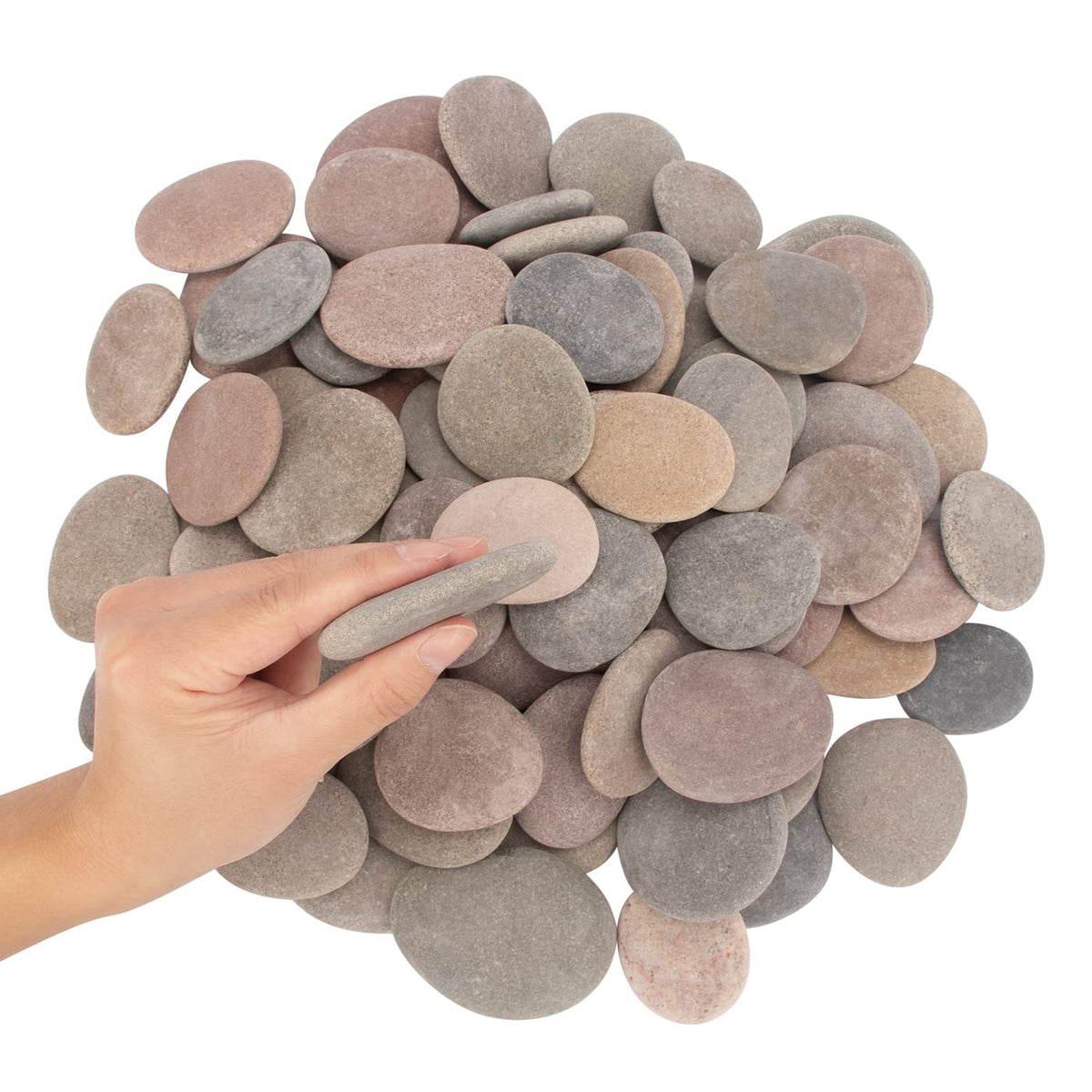 About 100 Pcs Painting Rocks, 2.2"-3.5", Flat, Smooth - River, Craft, DIY Stones, 18 Pounds