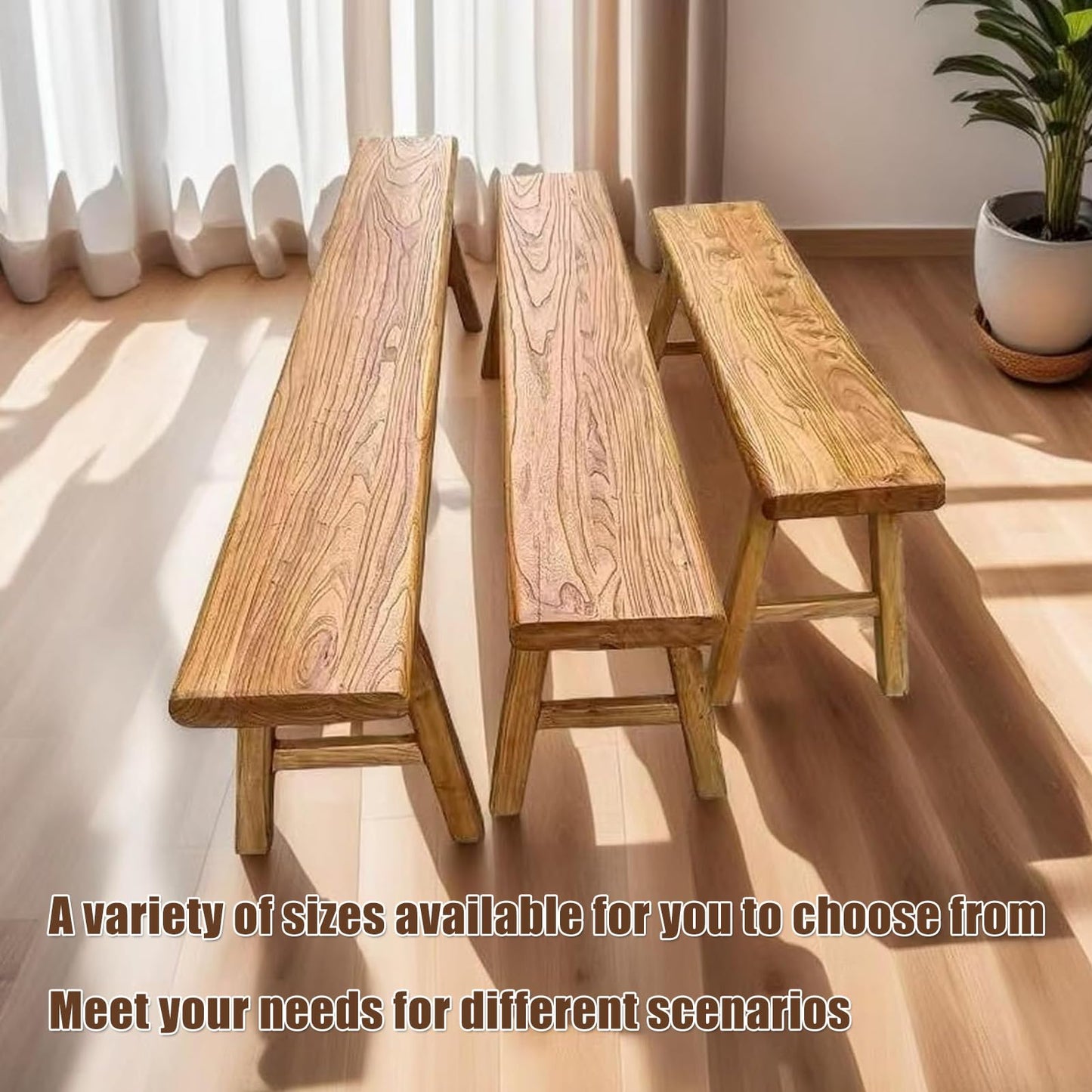 EoVrilyx Reclaimed Elm Rustic Entry Way Benches Seat-Farmhouse Indoor Solid Wooden Noodle Bench,Maximum Load 880IB,Handcraft for Entryway Bedroom/Living Room/Dining Room
