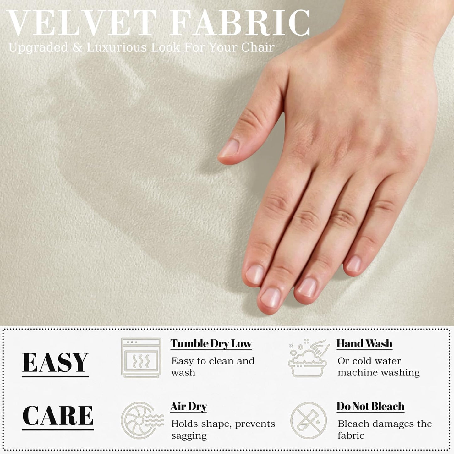 YEMYHOM Real Velvet Armchair Covers 1 Piece Stretch Chair Slipcovers Chair Protector for Living Room Thick Soft Chair Cover with Elastic Bottom Couch Cover for Pets Kids (31"-46", Beige)