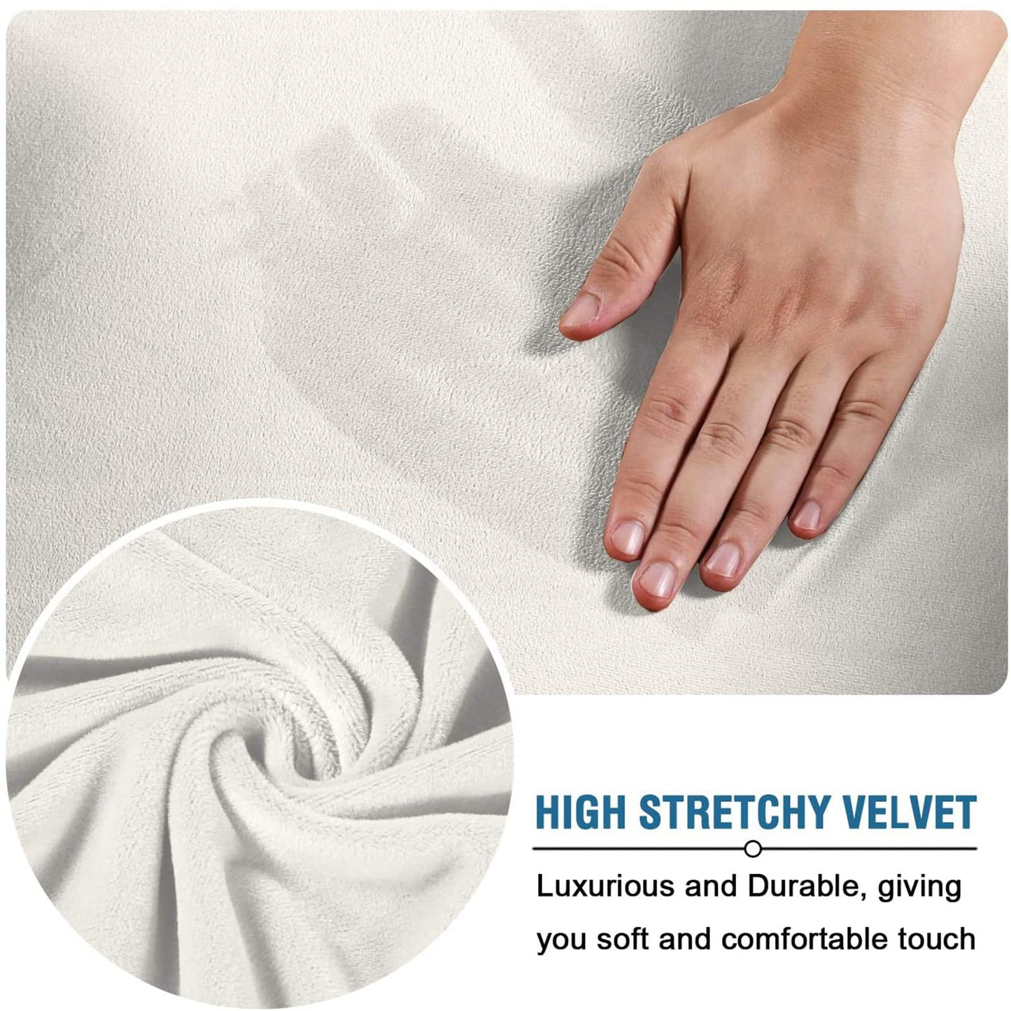 Velvet Plush Stretchable Office Desk Chair Cover Cat Proof with Wheels, Chair Seat Cover with Armrest Protector for Pets & Kids, Removable for Ergonomic Mesh Computer Rolling Chair, Beige, XL