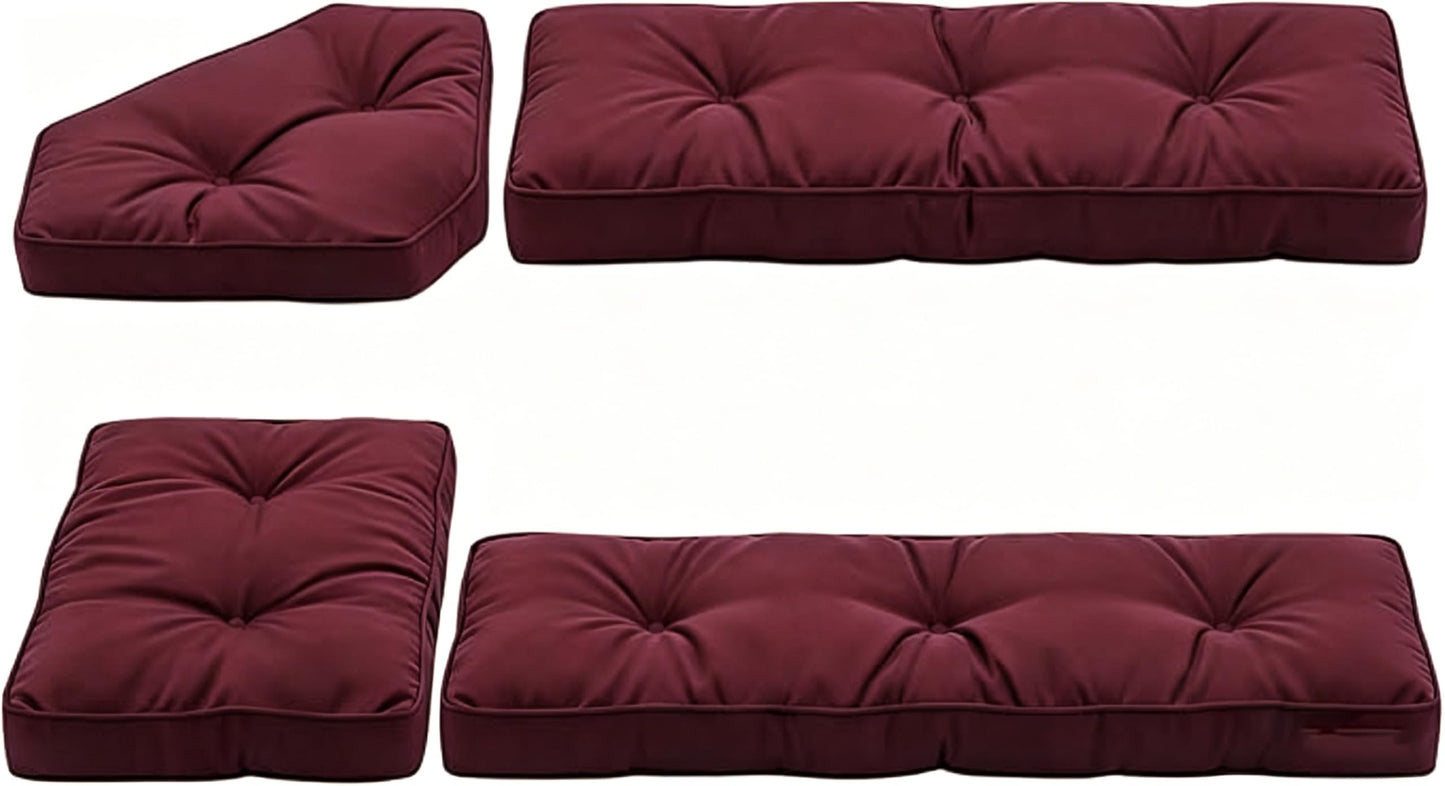 CTLAMK Breakfast Nook Cushions Set of 4, Waterproof Oxford Fabric Kitchen Nooks Cushions, Soft Polyester Filling Cozy Supportive Nooks Cushion, Breakfast Nook Cushion Cozy Dining Area Seating,Red