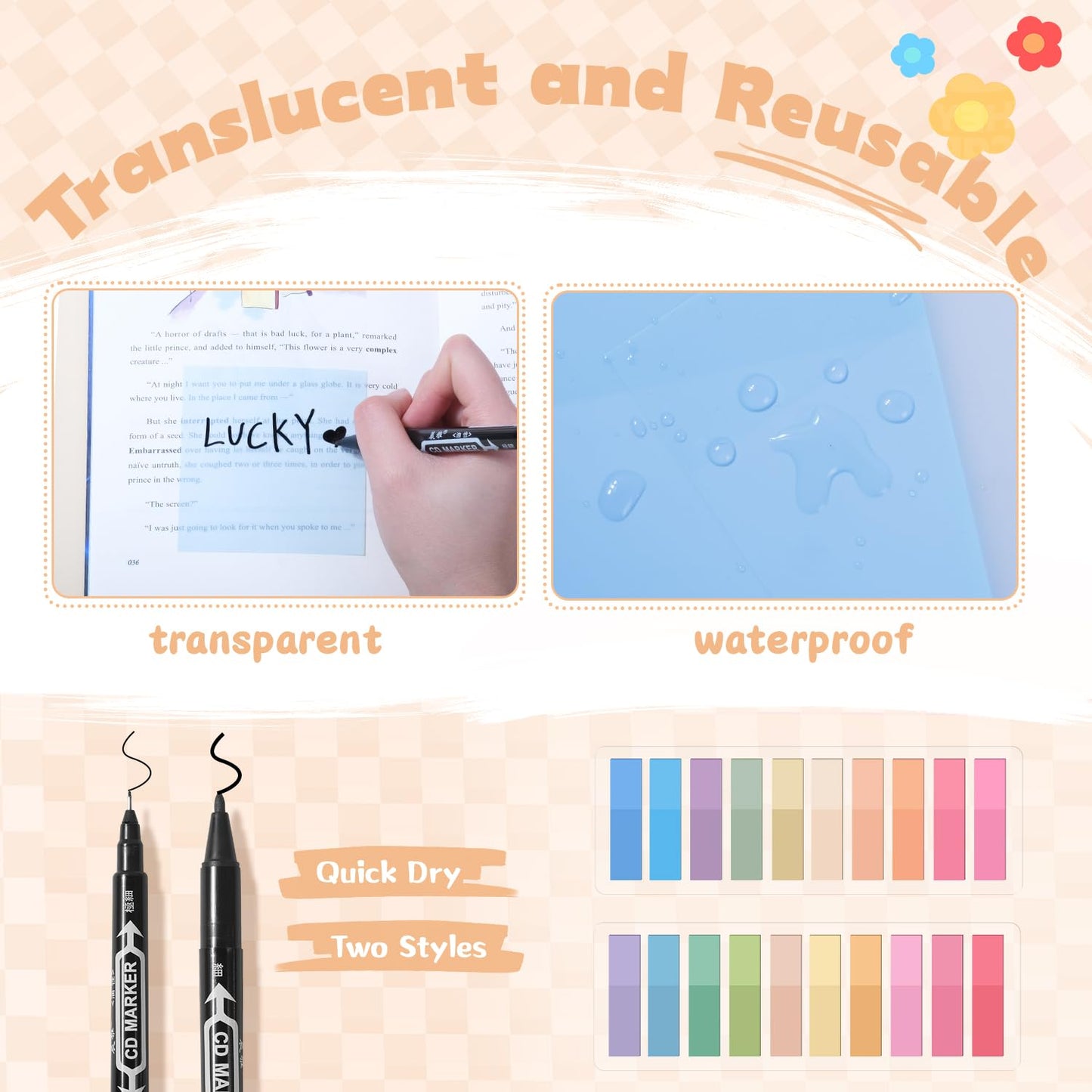 KOUDGY 49Pcs Book Annotation Kit - Aesthetic School Supplies with Cute Pen Case Highlighters Gel Pens and Marker, Sheets Transparent Index Tabs Sticky Notes Bible Study Supplies(Green)