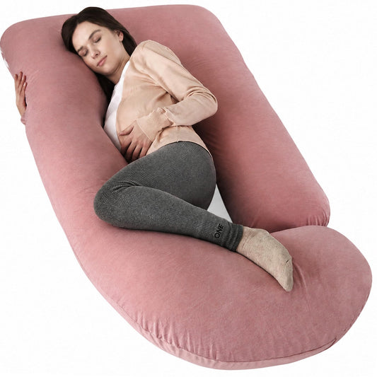 Elover Cooling Pregnancy Pillows for Sleeping,U Shaped Full Body Pillow with Removable Cover,Pregnant Women Must Haves,Maternity Essential,Cooling Pink