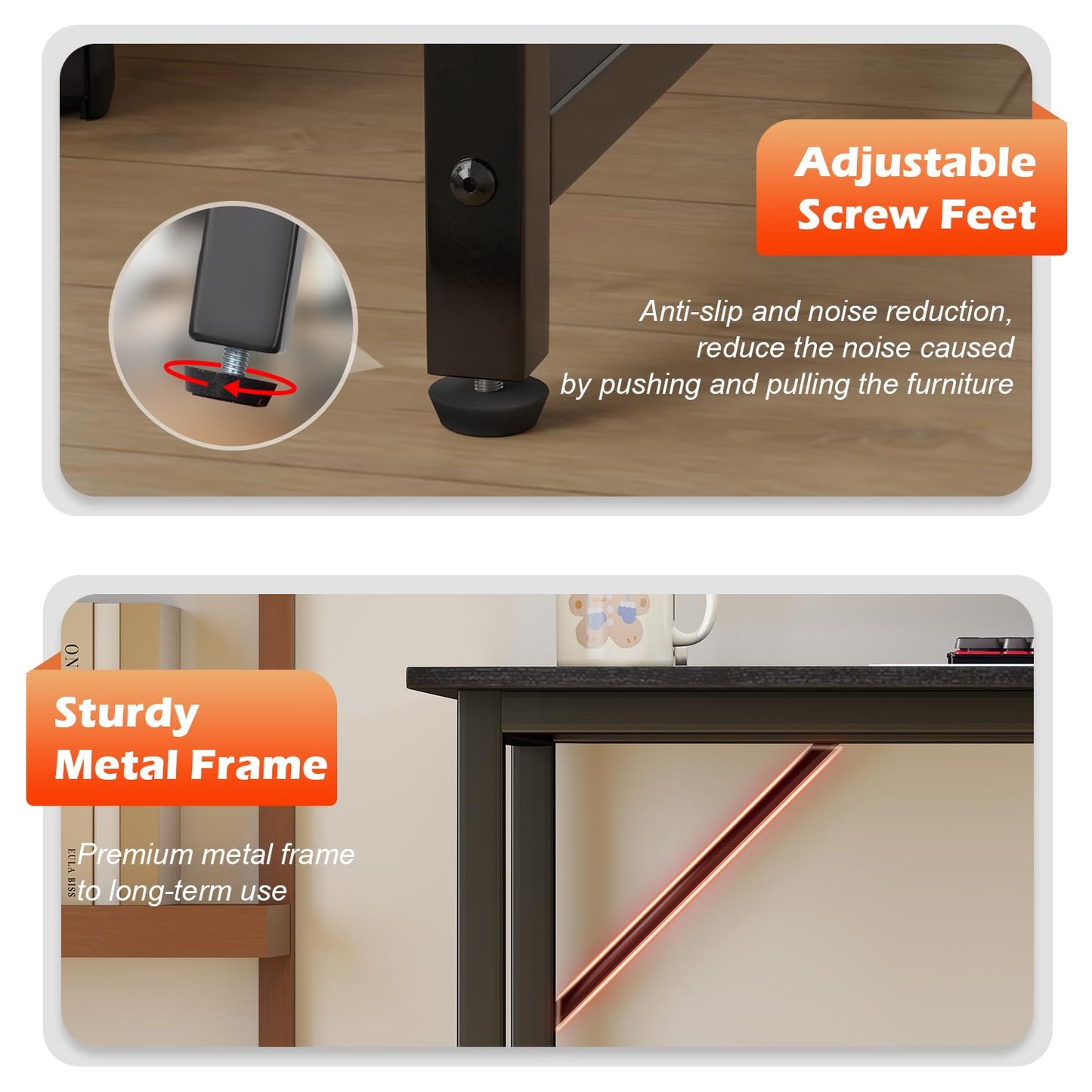 BestOffice Computer Desk,Home Office Desk, Modern Simple Style for Home Office Study Writing (Black, 47 Inch)