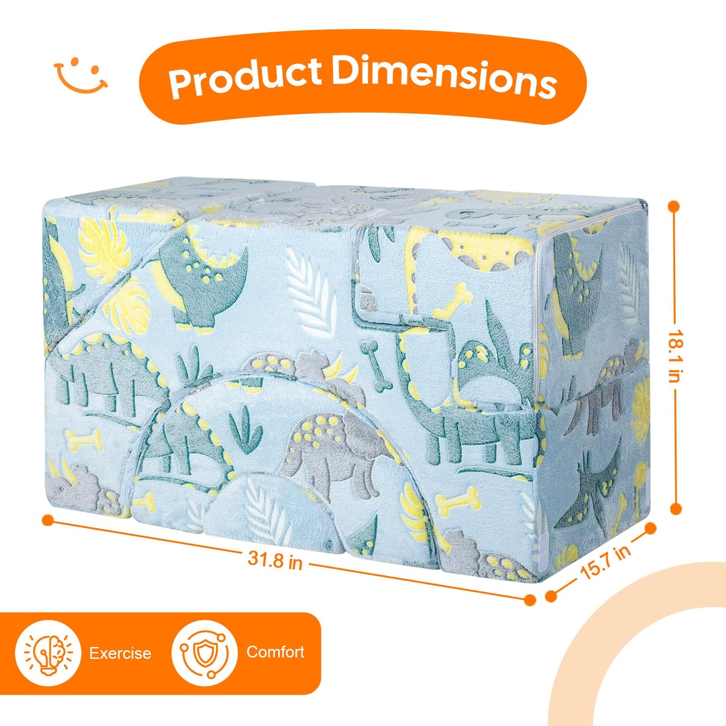 MeMoreCool Foam Climbing Toddler Couch, Modular Kids Sofa with Slide & Stair, Convertible Baby Couch for Playroom, Sectional Furniture for Crawling, Climbing, and Kids’ Play