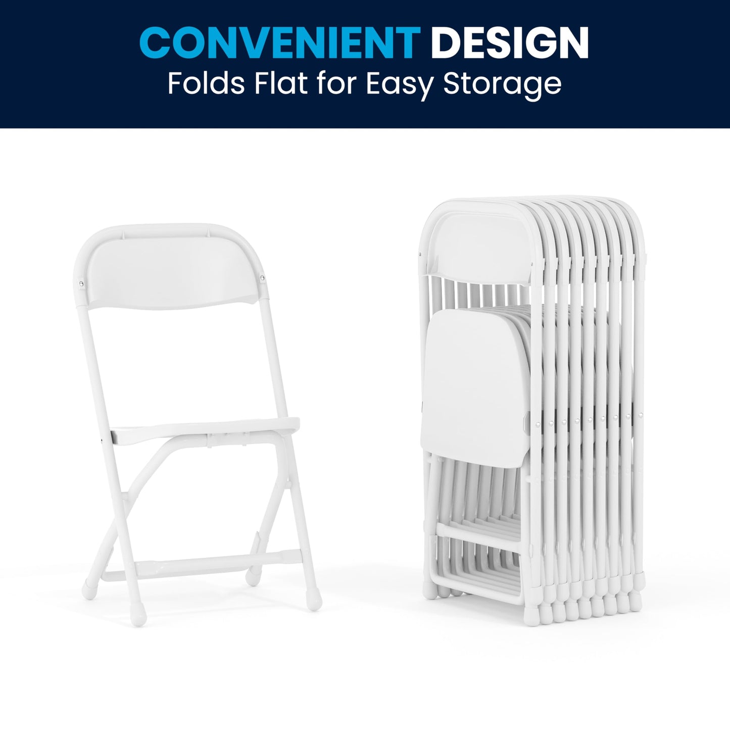 Flash Furniture Timmy Kids Plastic Folding Chairs for Pre-K through Kindergarten, Children's Folding Chairs for Daycare and Events, Set of 10, White