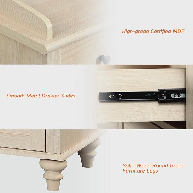 WAMPAT 6 Drawers Dresser for Bedroom, Elegant Wooden Chest of Drawers Kids