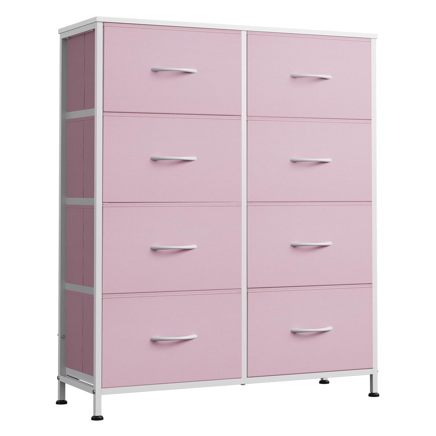 WLIVE Fabric Dresser for Bedroom, Tall Dresser with 8 Drawers, Storage Tower with Fabric Bins, Double Dresser, Chest of Drawers for Closet, Playroom, Dormitory, A-Pink