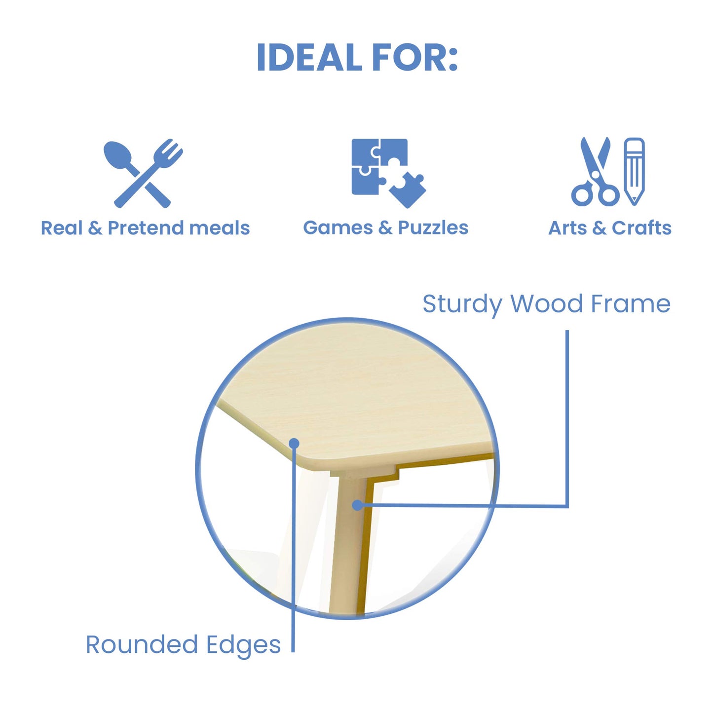 Delta Children Kids Table and Chair Set (4 Chairs Included), Natural/Primary