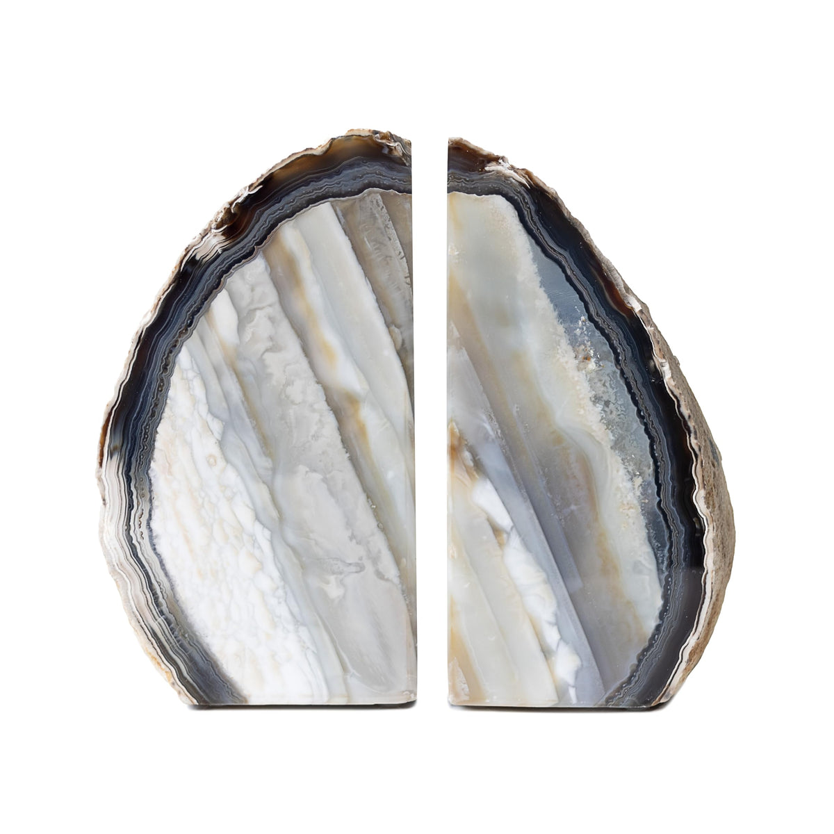 Nature's Decorations Natural Agate Bookends - A-Quality Medium Heavy Duty Geode, Earth Tone & Boho Decor, Unique Crystal Gift, 1 Pair (3-4 lbs)