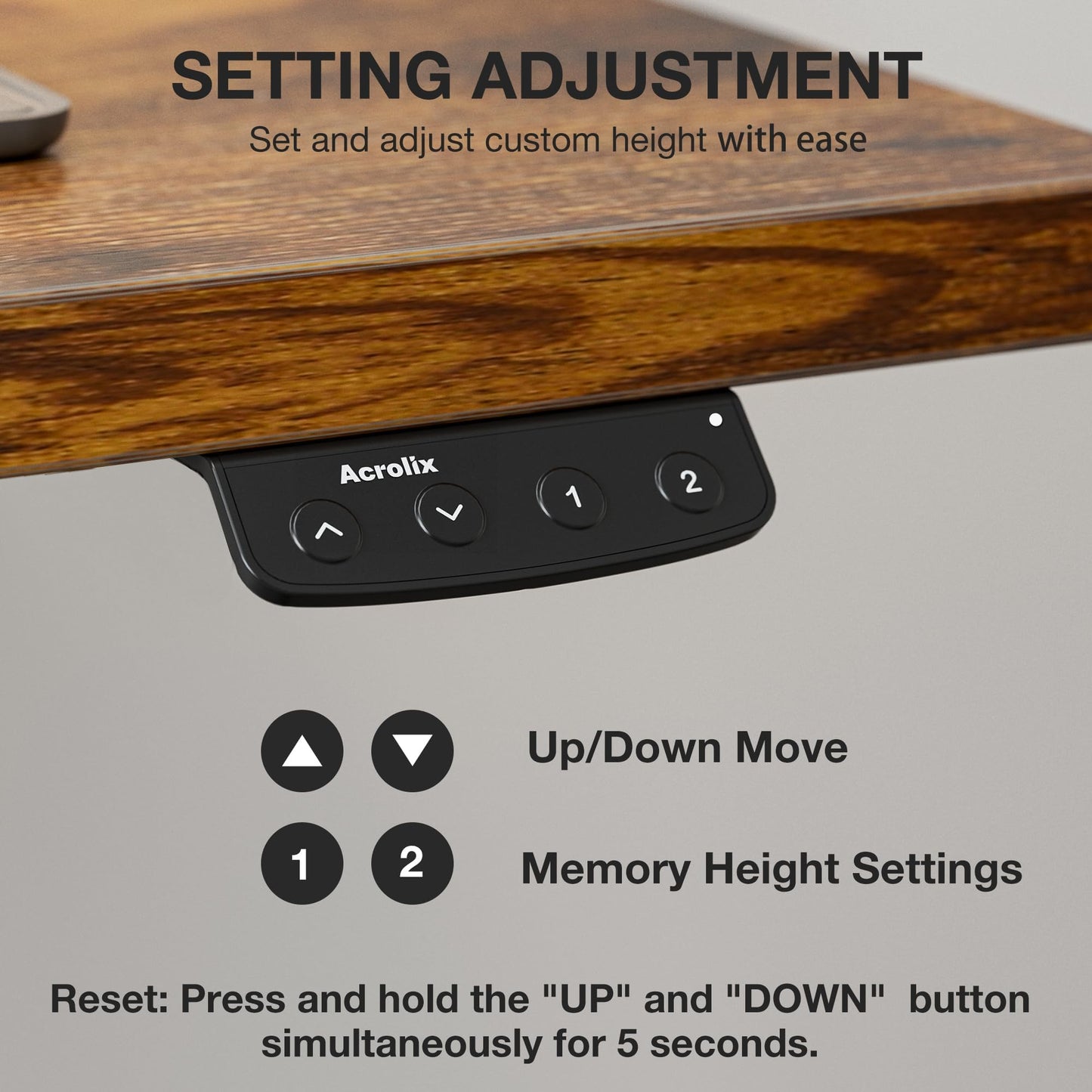 Acrolix Electric Standing Desk, Height Adjustable Home Office Desk with Memory Presets & Cable Management,Rustic Brown Sit Stand Desk for Work from Home, Ergonomic Computer Desk (48" x 24")