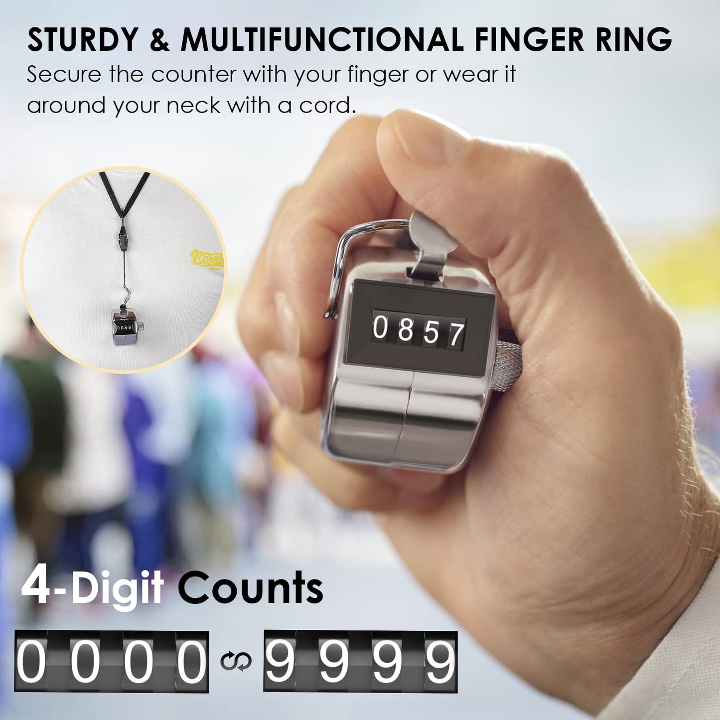 KTRIO Metal Handheld Tally Counter, 4-Digit Mechanical Clicker, 2Pack