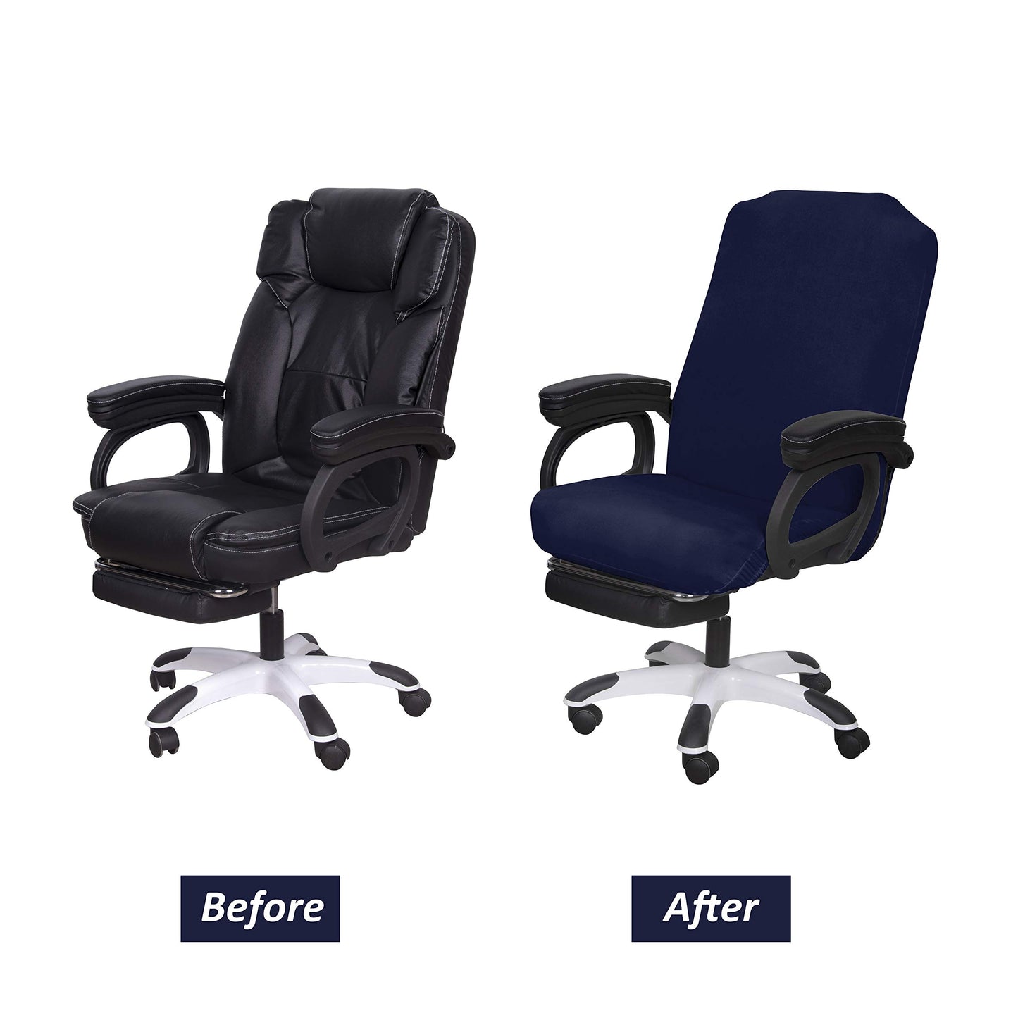 SARAFLORA Office Chair Cover- Large, Navy- Removable Computer Chair Covers for Office Chair with Zipper for Universal Rotating Chair Desk Chair Cover High Back Chairs Seat Washable Protector for Pets