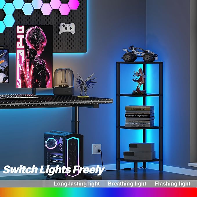 TUTOTAK Corner Shelf, 4-Tier Corner Bookshelf