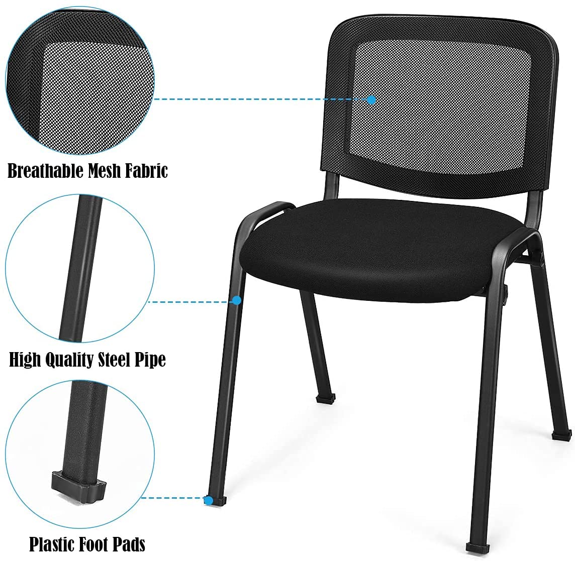 Hysache 5 Pcs Waiting Room Chairs, Modern Conference Chairs Set of 5, Reception Chair with Ergonomic Lumbar Support & Comfort Seat Sponge Cushion for Guest Office Waiting Room, Black