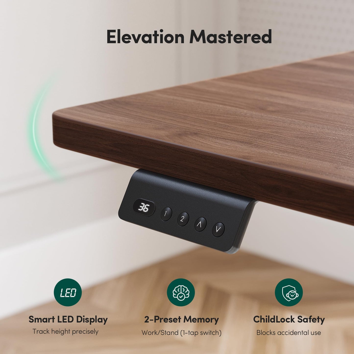 FEZIBO 63" x 55"L Shaped Standing Desk Adjustable Height, 63 Inch Electric Stand up Corner Computer Desk, Sit Stand Home Office Desk with Splice Board, Black Frame/Black Walnut Top