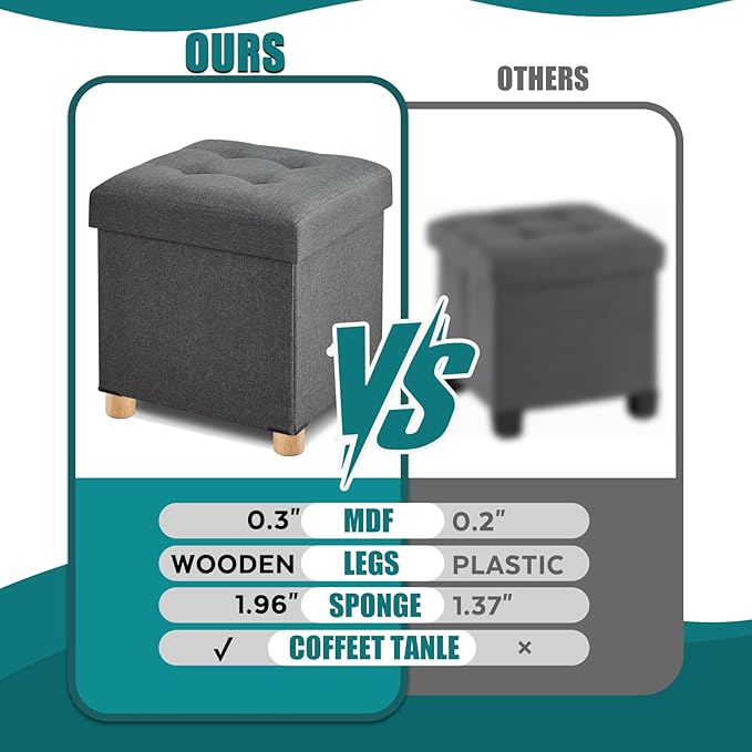 BRIAN & DANY Ottoman with Storage, Square Storage Ottoman