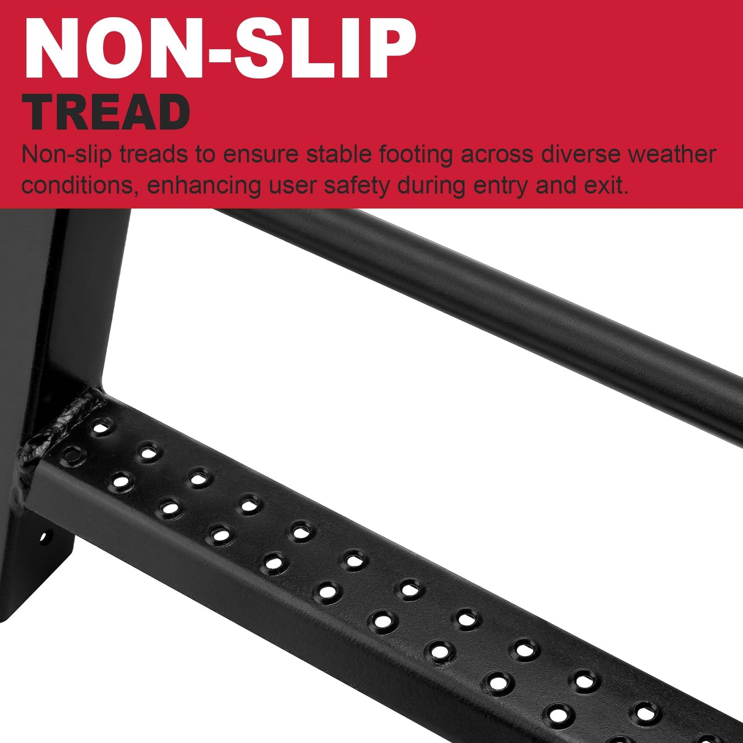 1-Rung Retractable Truck Steps Trailer Pickup Bed Stepper Non-Slip Tread L-Shaped Bracket Black Flatbed Truck Hitch Ladder Universal