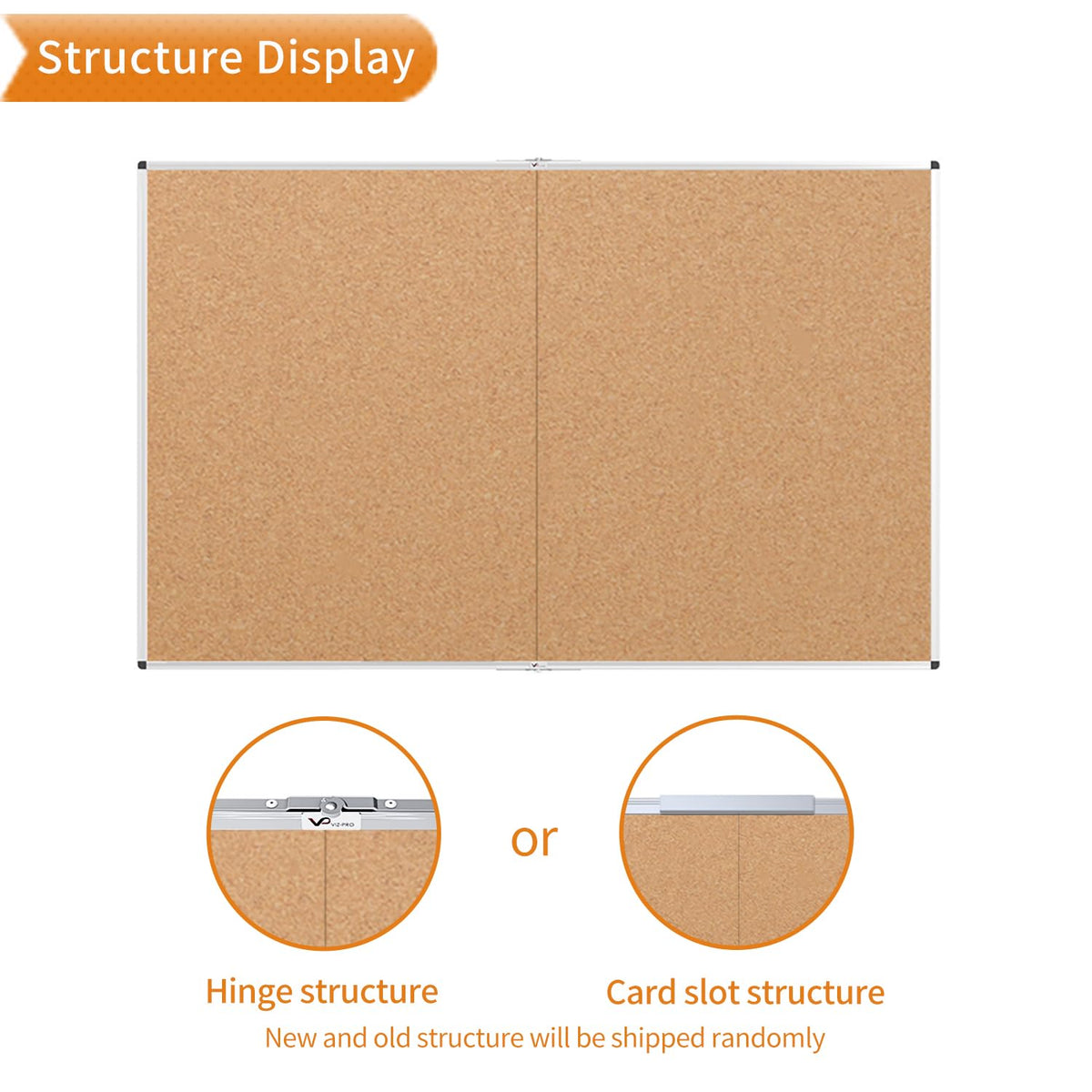 VIZ-PRO 60" x 36" Large Cork Bulletin Board, Foldable & Wall-Mounted Notice Pin Board with Silver Aluminum Frame, for School Home Office - 5' x 3' Corkboard