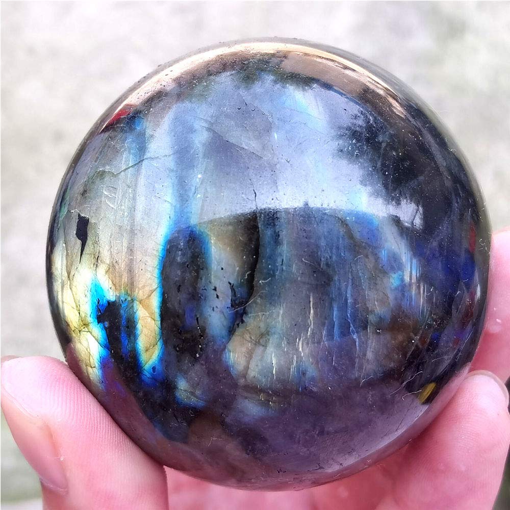 Acxico 1Pcs 60mm Natural Labradorite Quartz Sphere Quartz Crystal Ball Reiki Healing