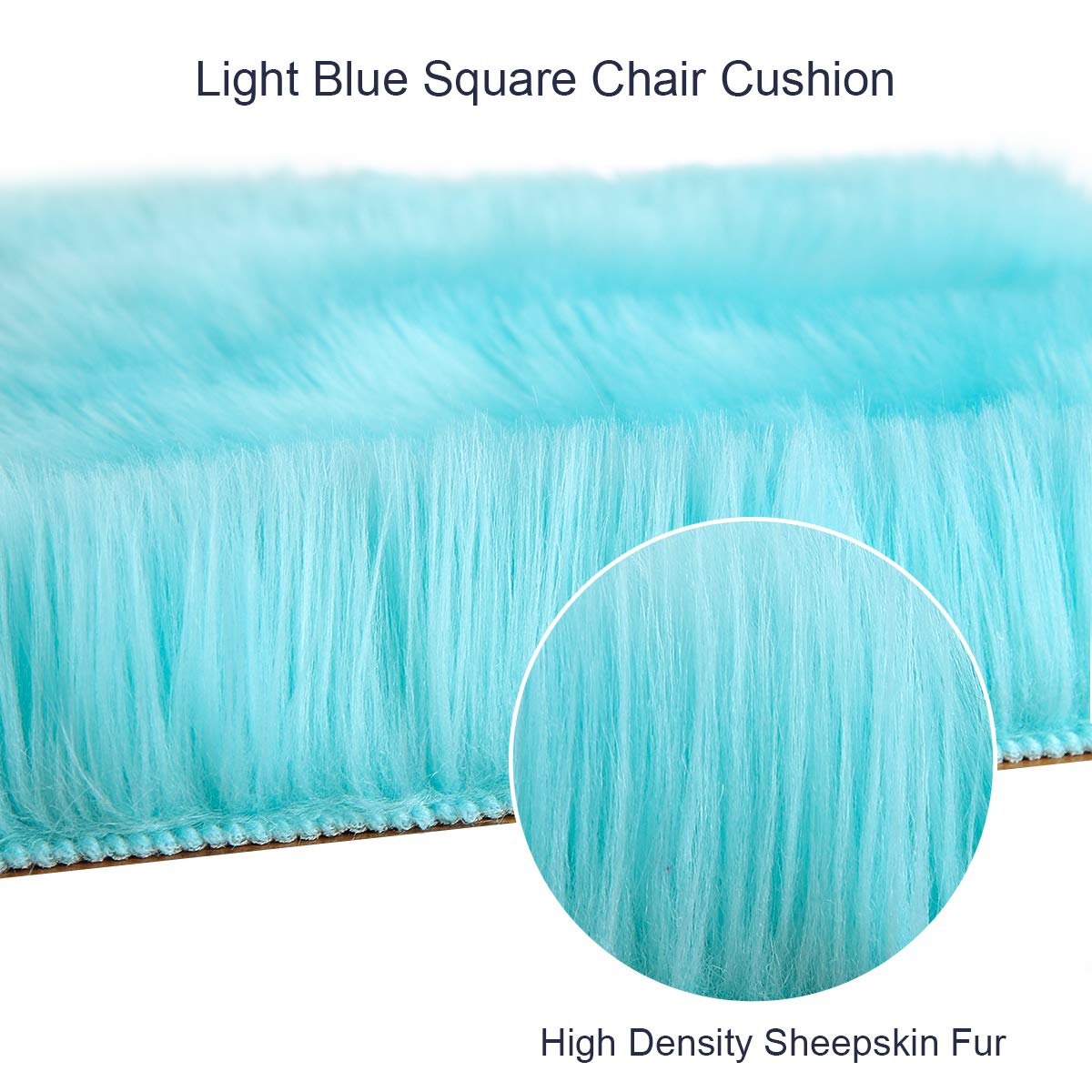 Softlife Blue Faux Fur Sheepskin Chair Cover Seat Cushion Pad Super Soft Area Rugs for Living Bedroom Sofa Dorm (1.6ft x 1.6ft, Light Blue)