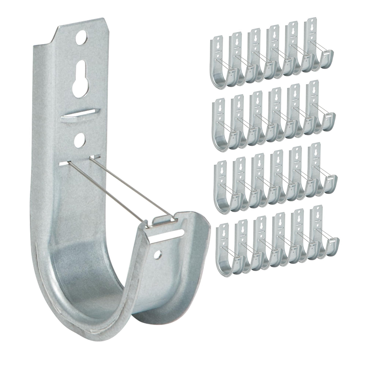 ICC 2” Wall Mount J - Hook with Retainer Clip for Structured Cabling - Galvanized Steel Cable Management Hooks, Rust-Resistant, TIA/EIA Compliant- 25-Pack