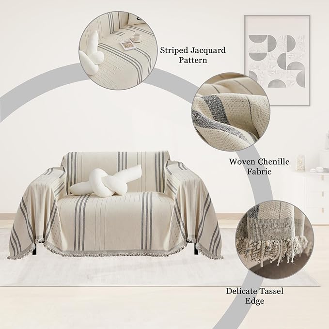 DREAMINGO Chenille Armchair Cover Jacquard Sofa Covers Washable Furniture