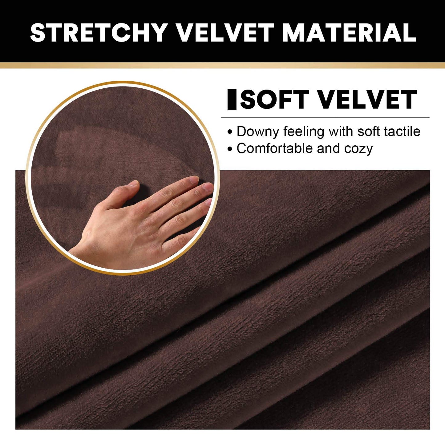 PrinceDeco Real Velvet Plush Ottoman Cover Soft Rectangle Folding Storage Covers Furniture Protector Removable Footstool Protect Footrest Covers Elastic Bottom(X-Large, Brown)