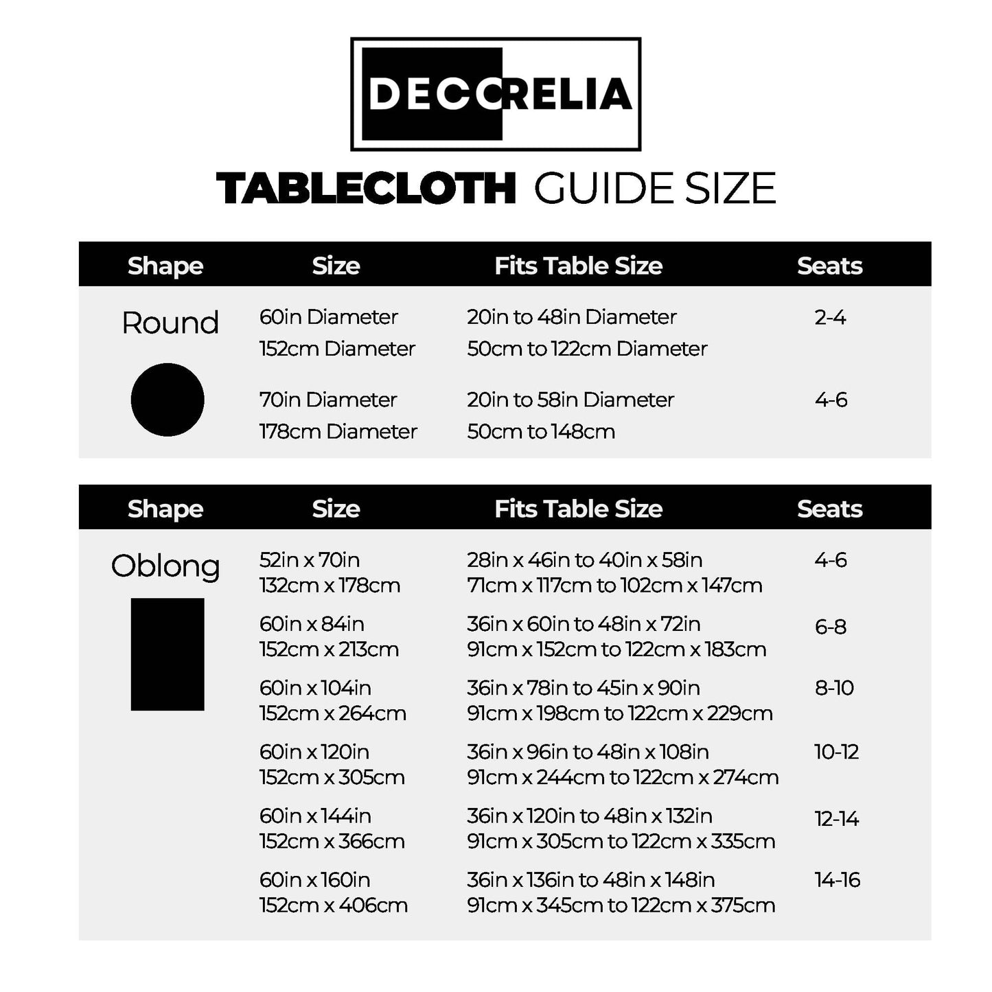 Decorelia Waterproof Farmhouse Round Small Table Cloth for Round Table, Easy Care Wrinkle-Free Fabric Circle Table Cover for Party, Wedding, Picnics, Patio Table (60 Inch, Round (2-4 Seats), Black)