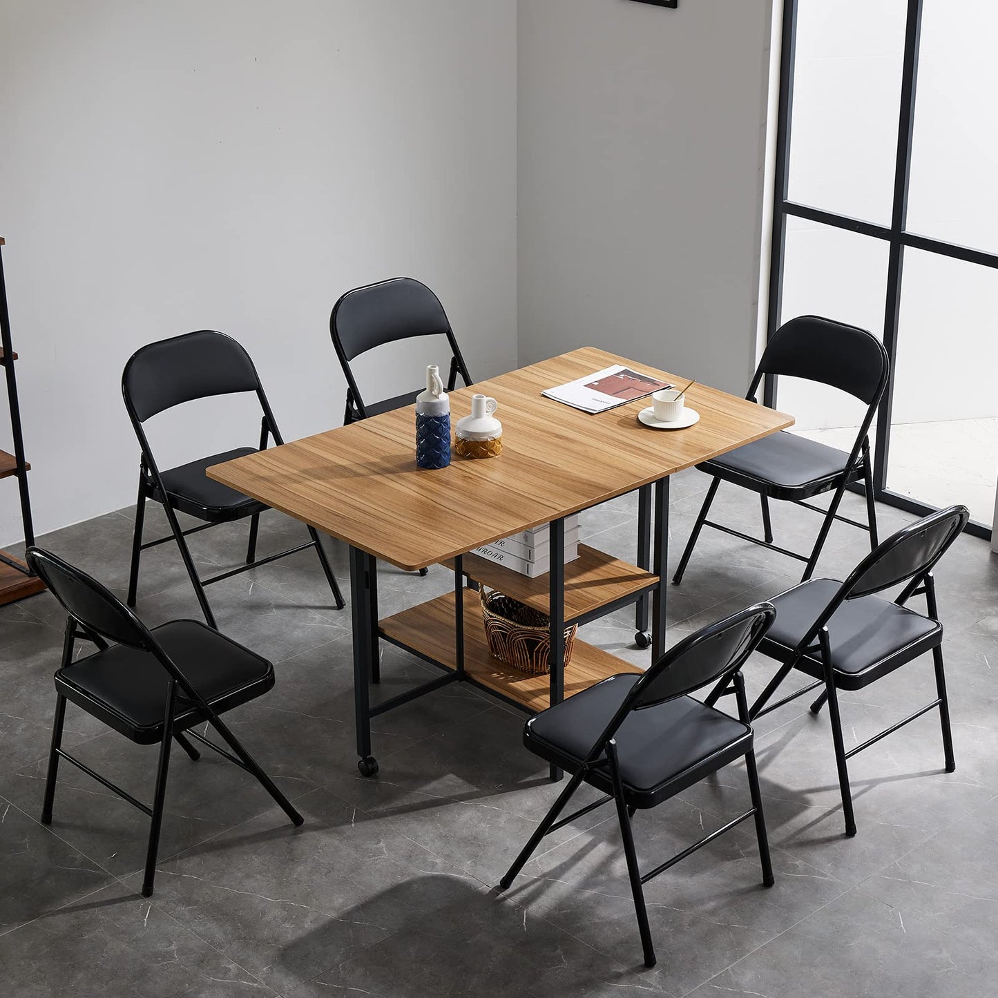 Homnso 6 Pack Black Folding Chairs with Padded Seats and Back, Portable Stackable Commercial Folding Chairs with Steel Frame for Home Office Wedding Party Indoor & Outdoor Events, 330lbs Capacity