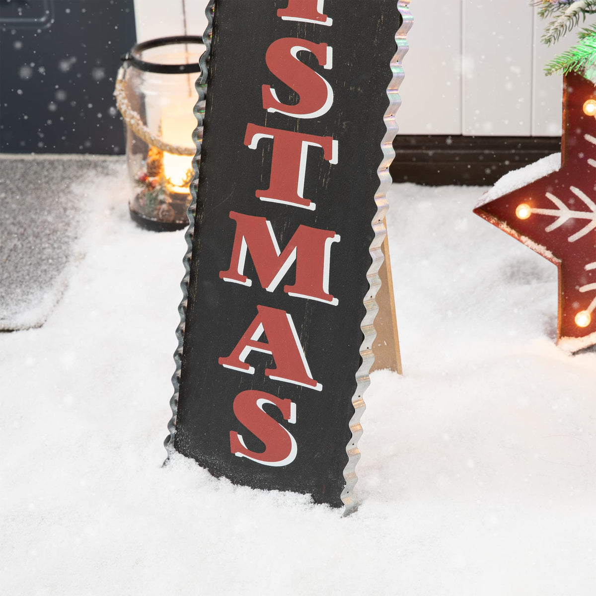 Glitzhome 35"H Rustic Wooden Sign Black Merry Christmas Vertical Porch Sign Farmhouse Standing Christmas Welcome Sign Xmas Hanging Décor Holiday Party Sign Wall Door Decorations
