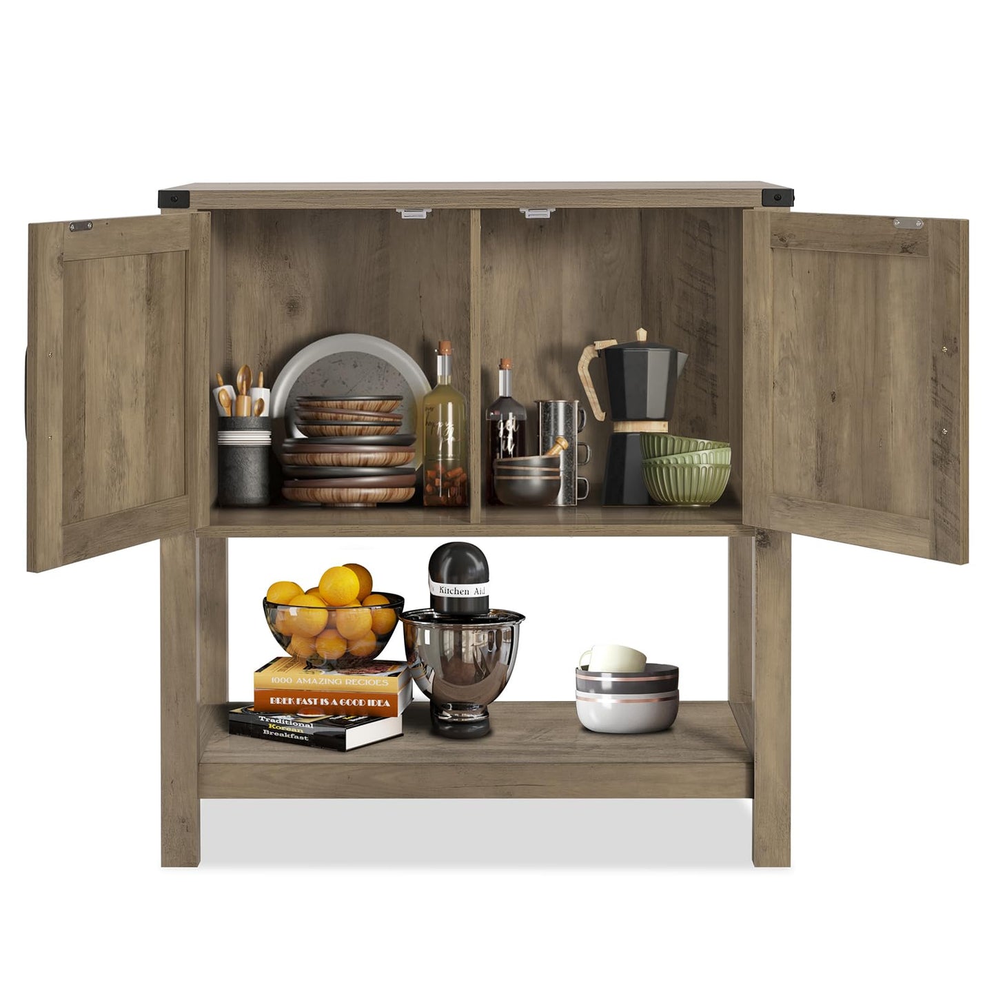 Mufico Sofa Table Console Table,Coffee Bar Cabinet,31.5 L x 13.8 D x 34.65 H Entryway Table with 2 Storage Cabinets,Farmhouse Foyer Table,Buffet Sideboard for Kitchen,Hallway (Rustic Brown)