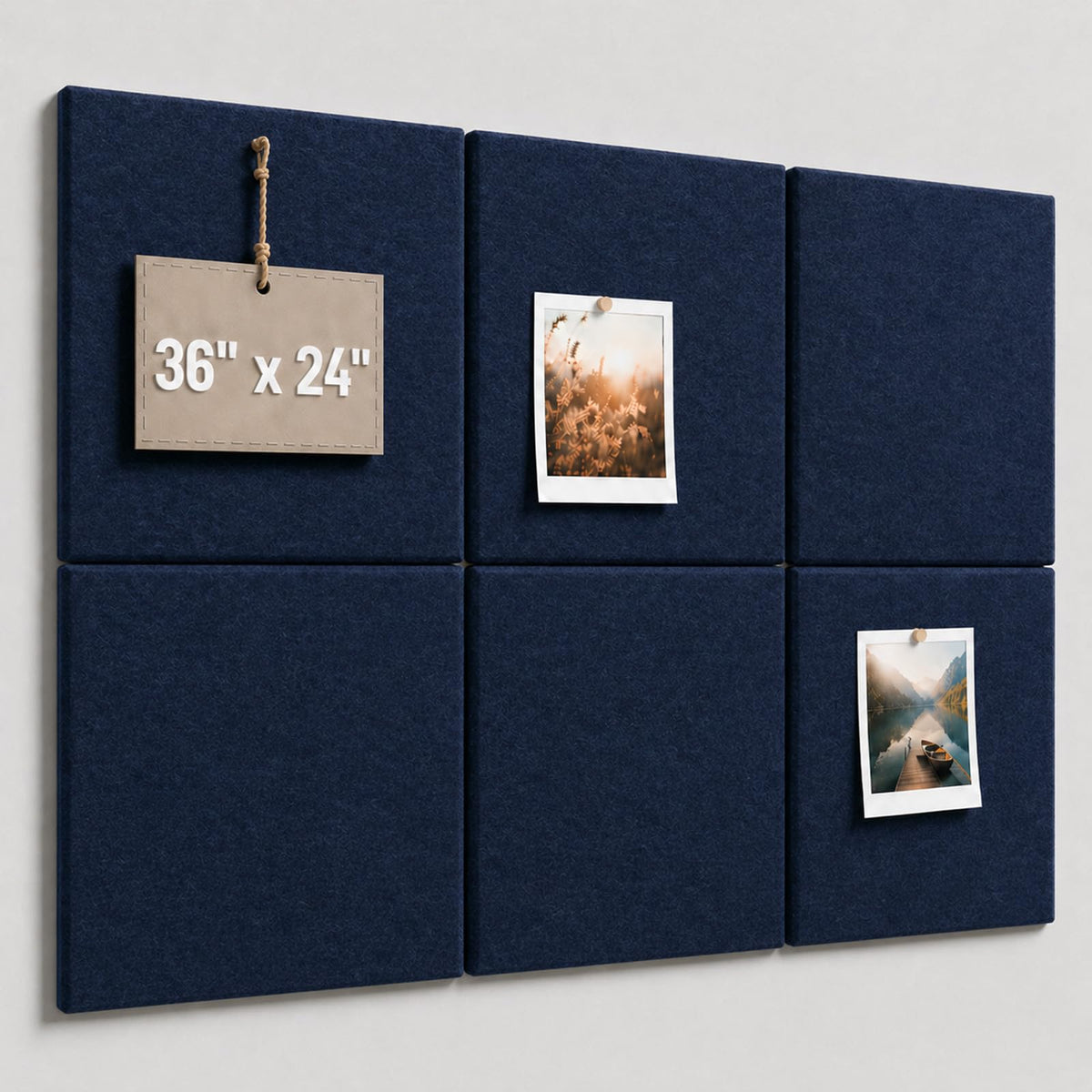 Baysola Felt Bulletin Board Panels 36 x 24 Inch Self Adhesive Wall Tiles Cork Board Alternative for Office Classroom Photos Notes 6 Pack