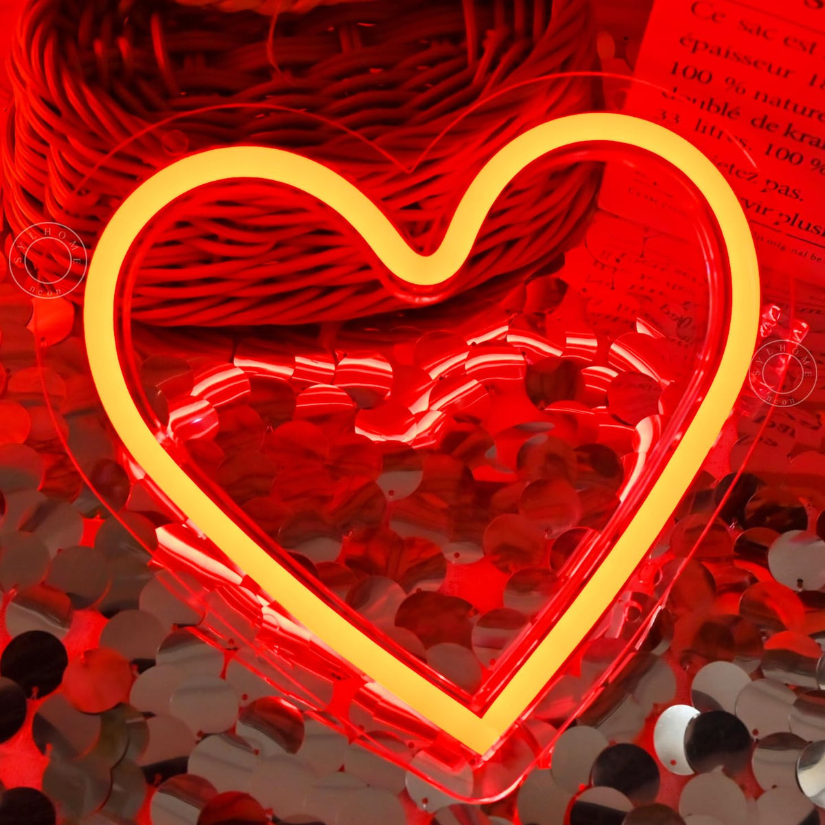 SYLHOME Red Heart Led Neon Light Sign Battery Operated or USB Powered Bedroom Wedding Wall Sign Decor Valentines Day Birthday Christmas Gifts USB 7.87" X 7.28"