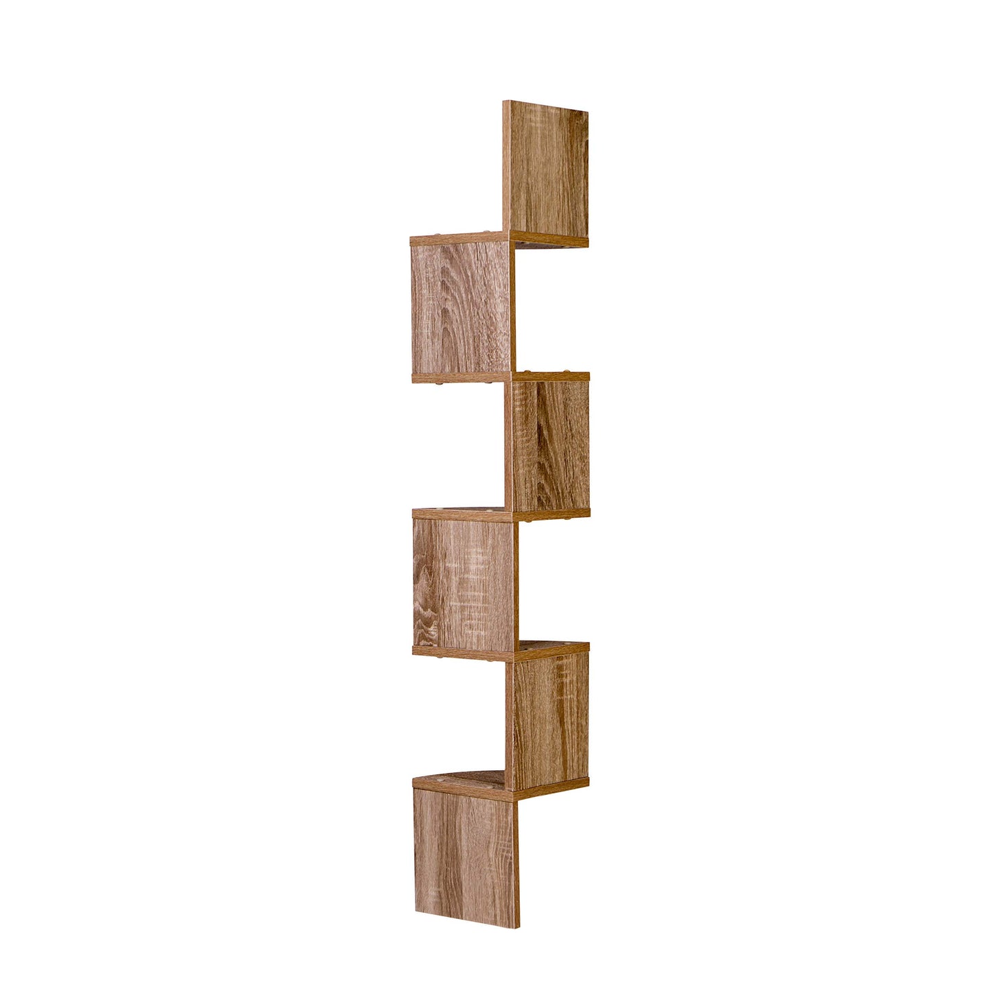 Danya B. XF11035OK Large Rustic Decorative 5-Tier Corner Floating Wall Mount Display Shelving Unit - Oak