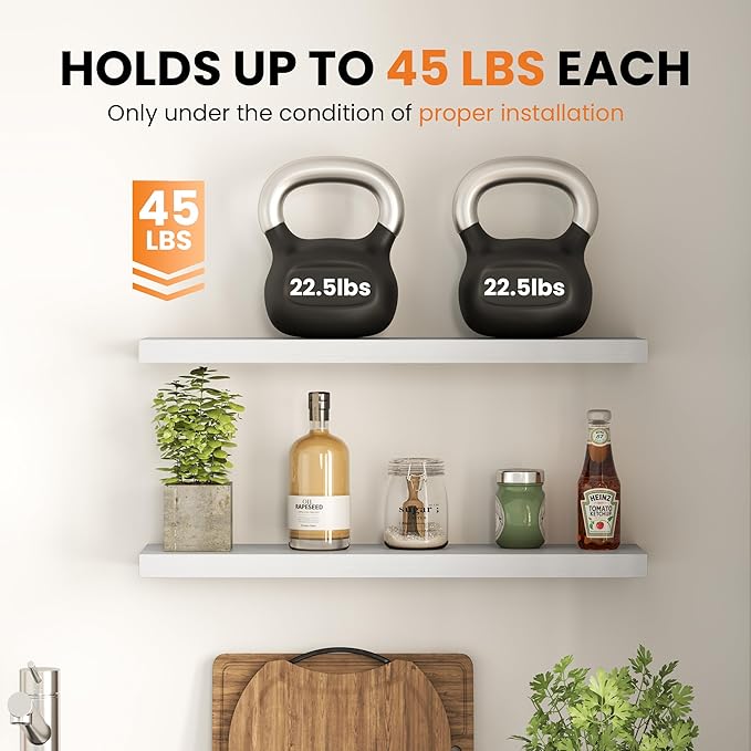 Fun Memories Floating Shelves for Wall, 40 Inch Long Set of 2 Rustic Wood Wall