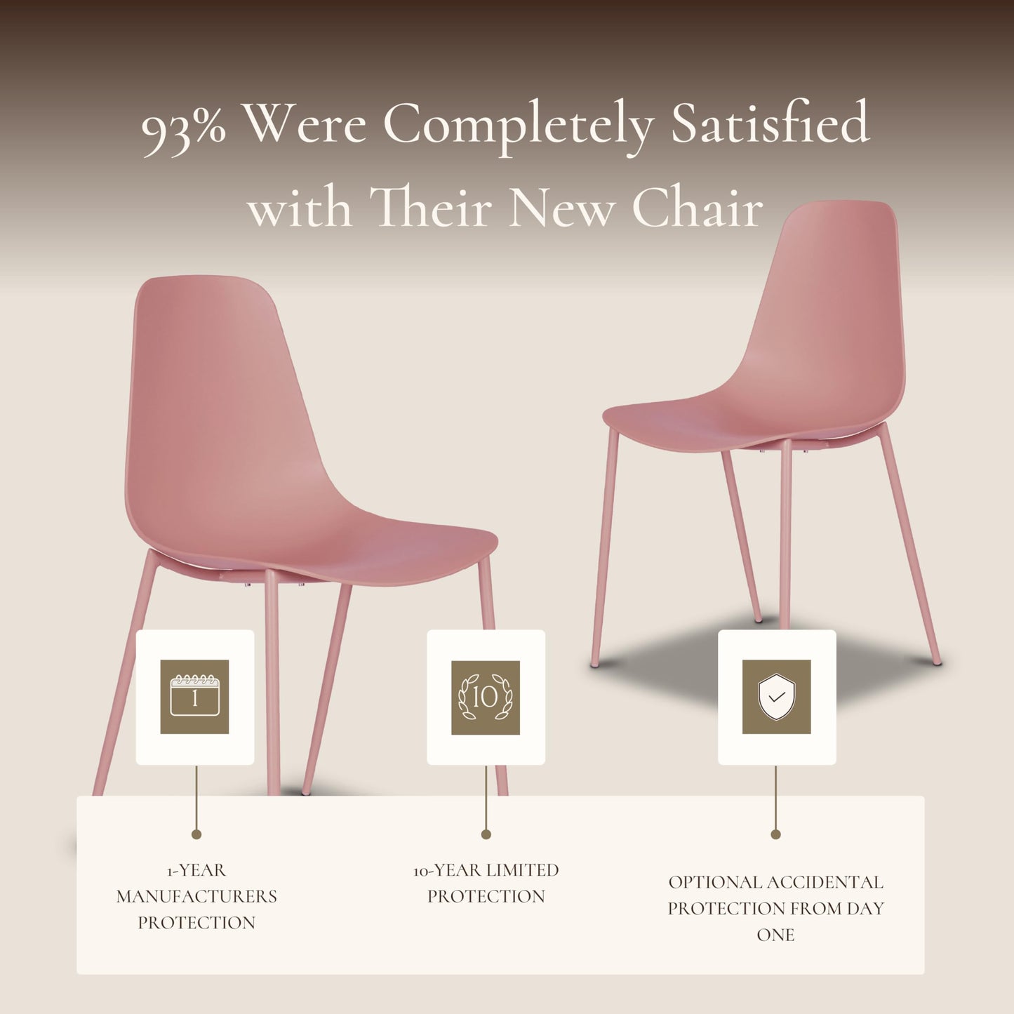 Poly & BARK Isla Modern Kitchen Chairs Set of 4 - Plastic Dining Chair with Metal Legs - Quick Assembly Simple Cafe Chairs Plastic for Indoor or Outdoor - Blush Pink
