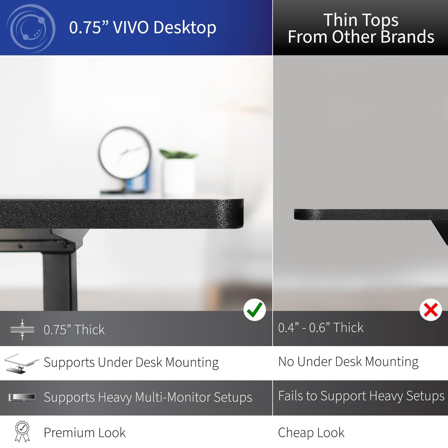 VIVO Electric 63 x 32 in Dual Motor Standing Desk, Memory Height Adjustment, E2B Series, Black Carbon Fiber Top Black Frame, DESK-KIT-E2B1R