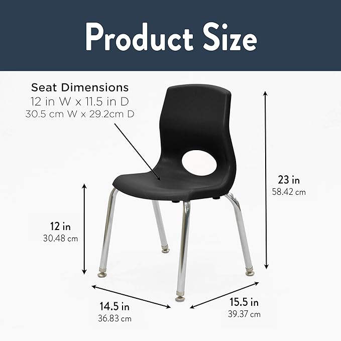Children’s Factory MyPosture Plus 12" Chair, 2 Pack, Stackable Ergonomic