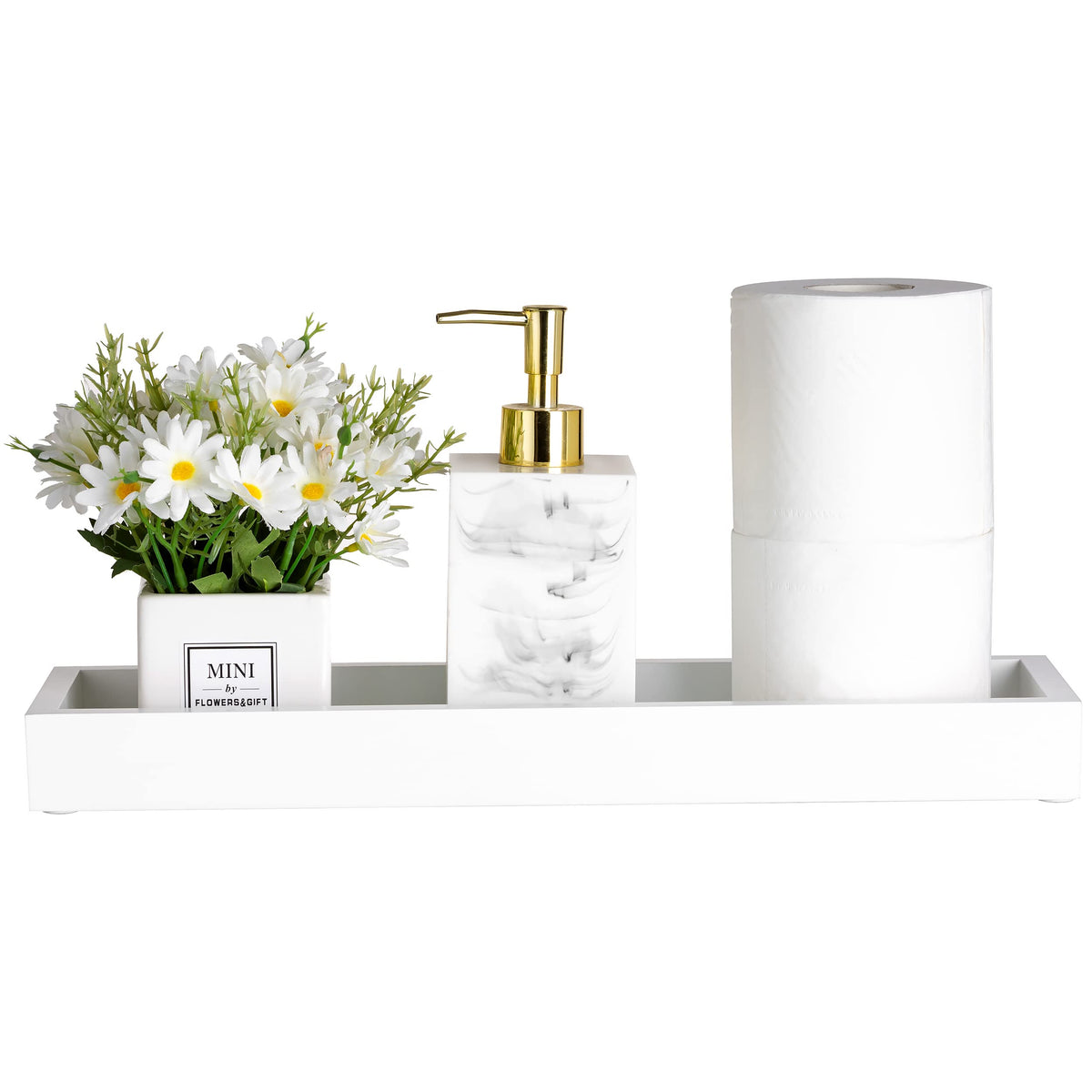 Hanobe Rectangular Long Narrow Tray: White Decorative Rectangular Candle Holder Centerpiece Tray Decor Serving Tray No Handle for Dining Table Coffee Bar Living Room Home Decor