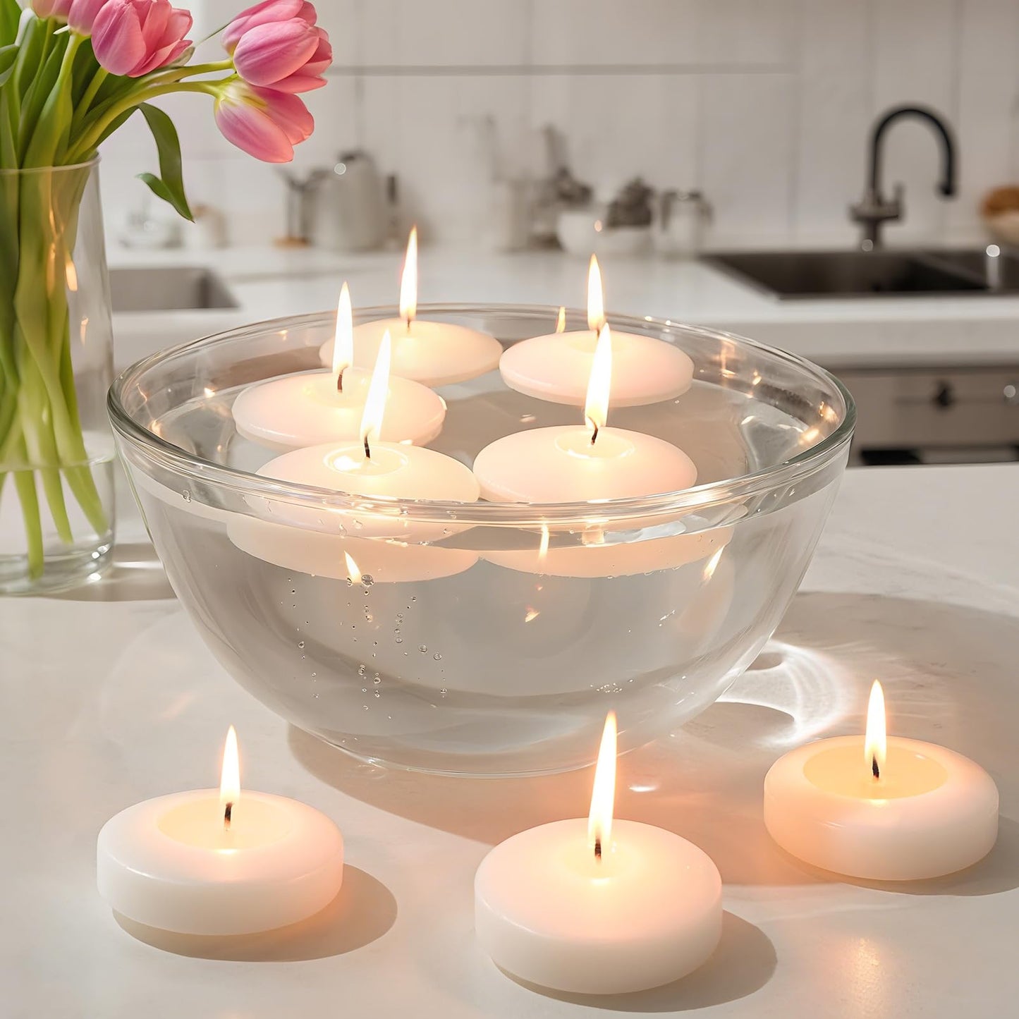 3 inch Floating Candles 36 Packs Black Floating Candles 8-9 Hours Floating Candle for Centerpieces 3” Water Candles for Cylinder Vases, Pool, Wedding, Party
