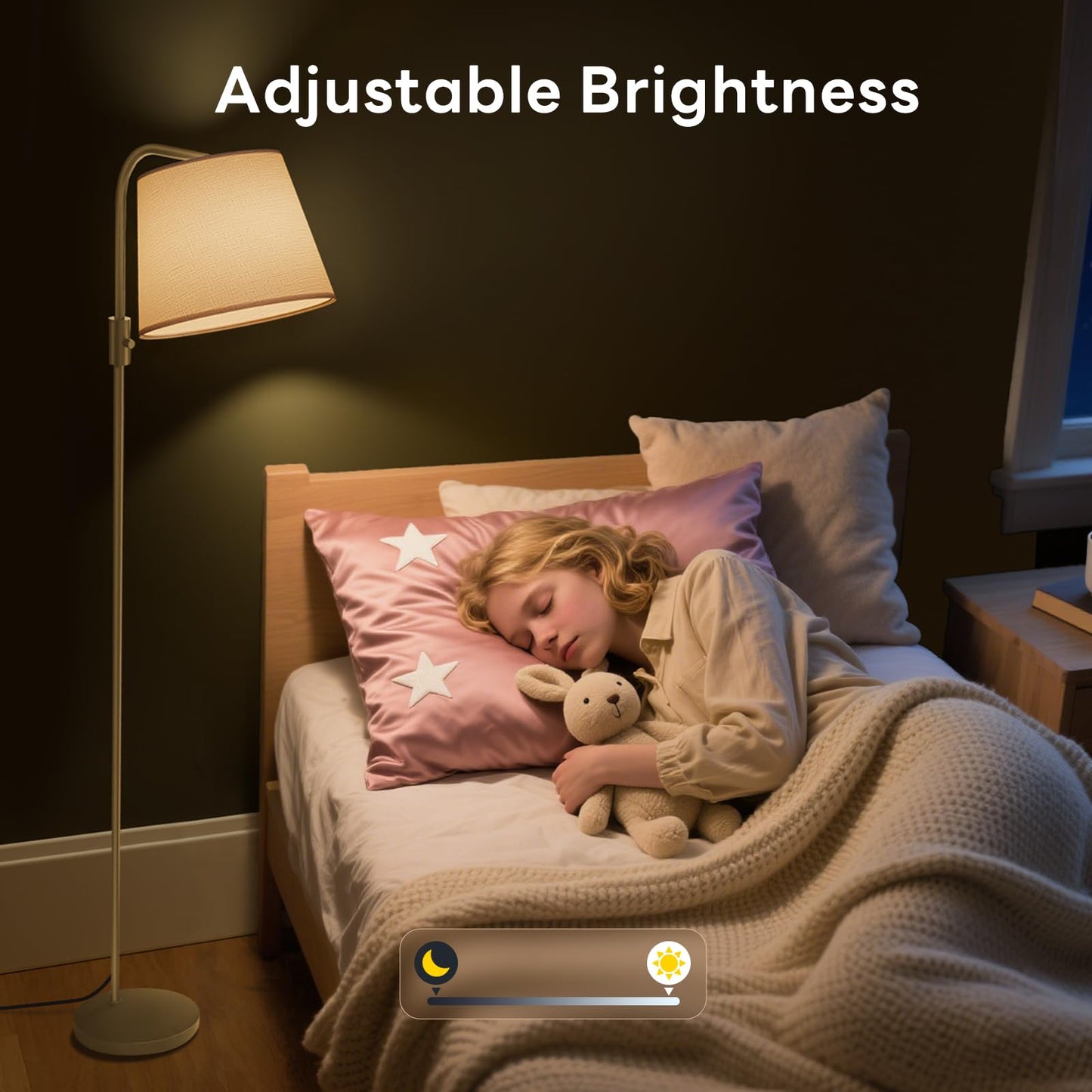 VARICART Smart Arc Floor Lamp, 65" Compatible with Alexa & App Control, RGB Color-Changing & 2700K-6000K, 1%-100% Dimmable, Music Sync, 1200lm, 350° Swivel Woven Linen Shade, No Registration Required