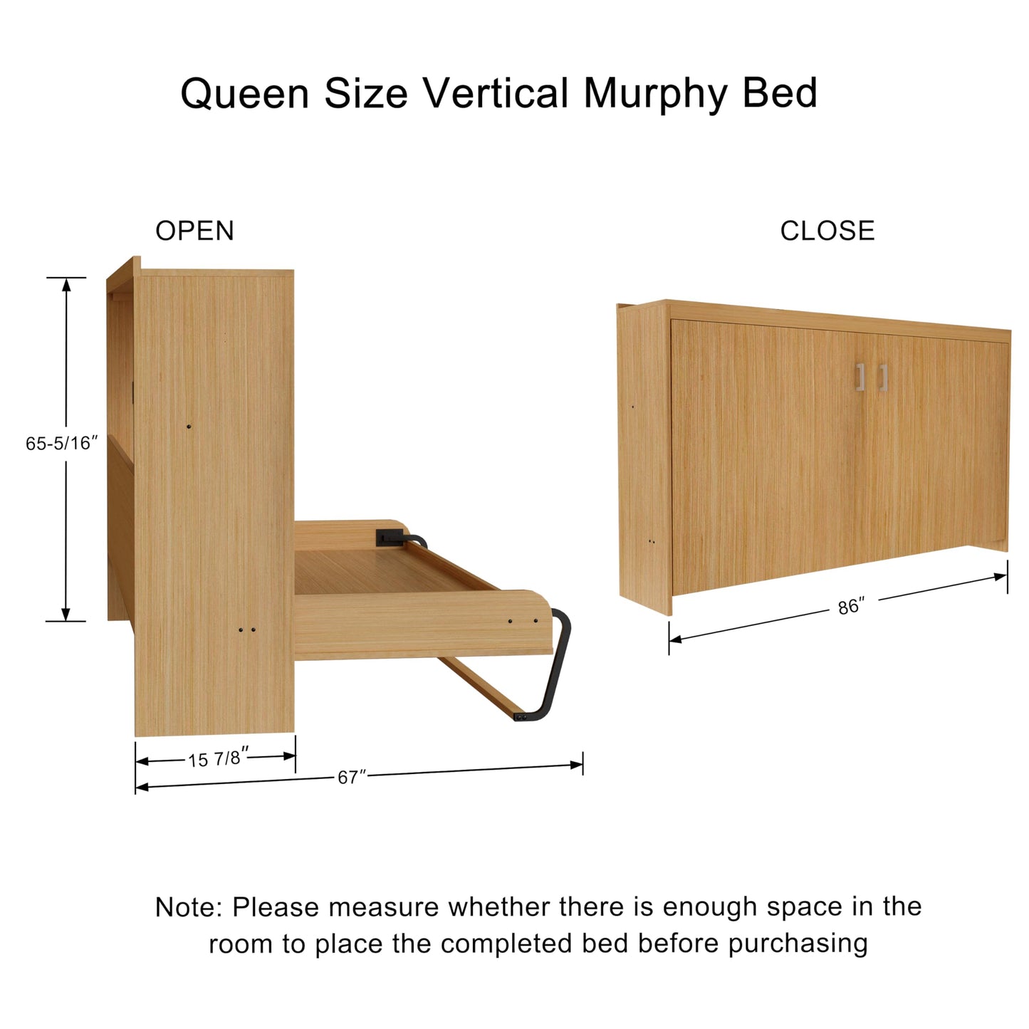 ROOMTEC Queen Murphy Bed Hardware Kit, Folding Wall Bed Kit,Horizontal,Easy to Install,Saving Space