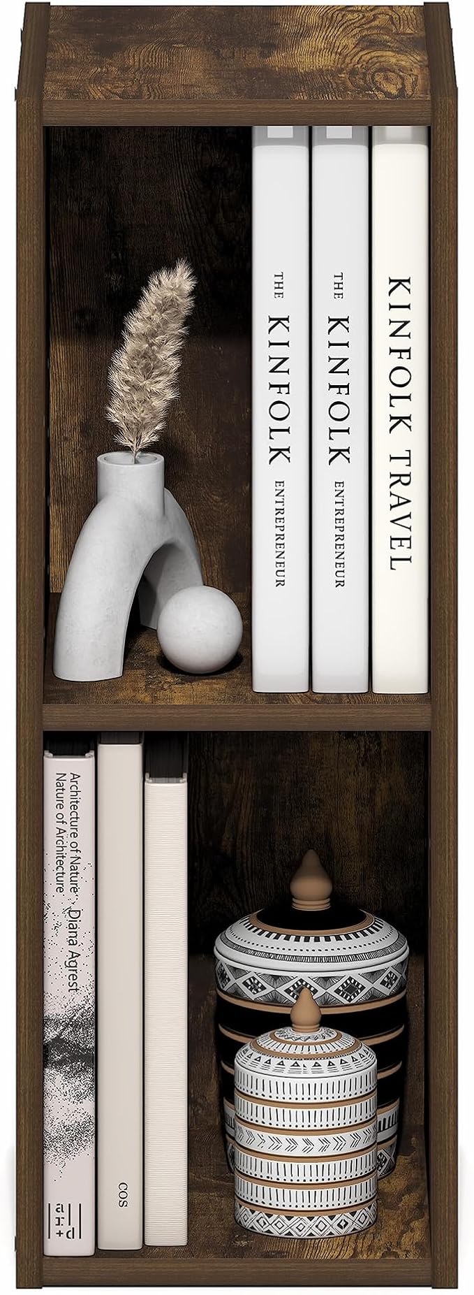 Furinno Fulda Book Shelf, 2-Tier Narrow Bookshelf, Bookcase