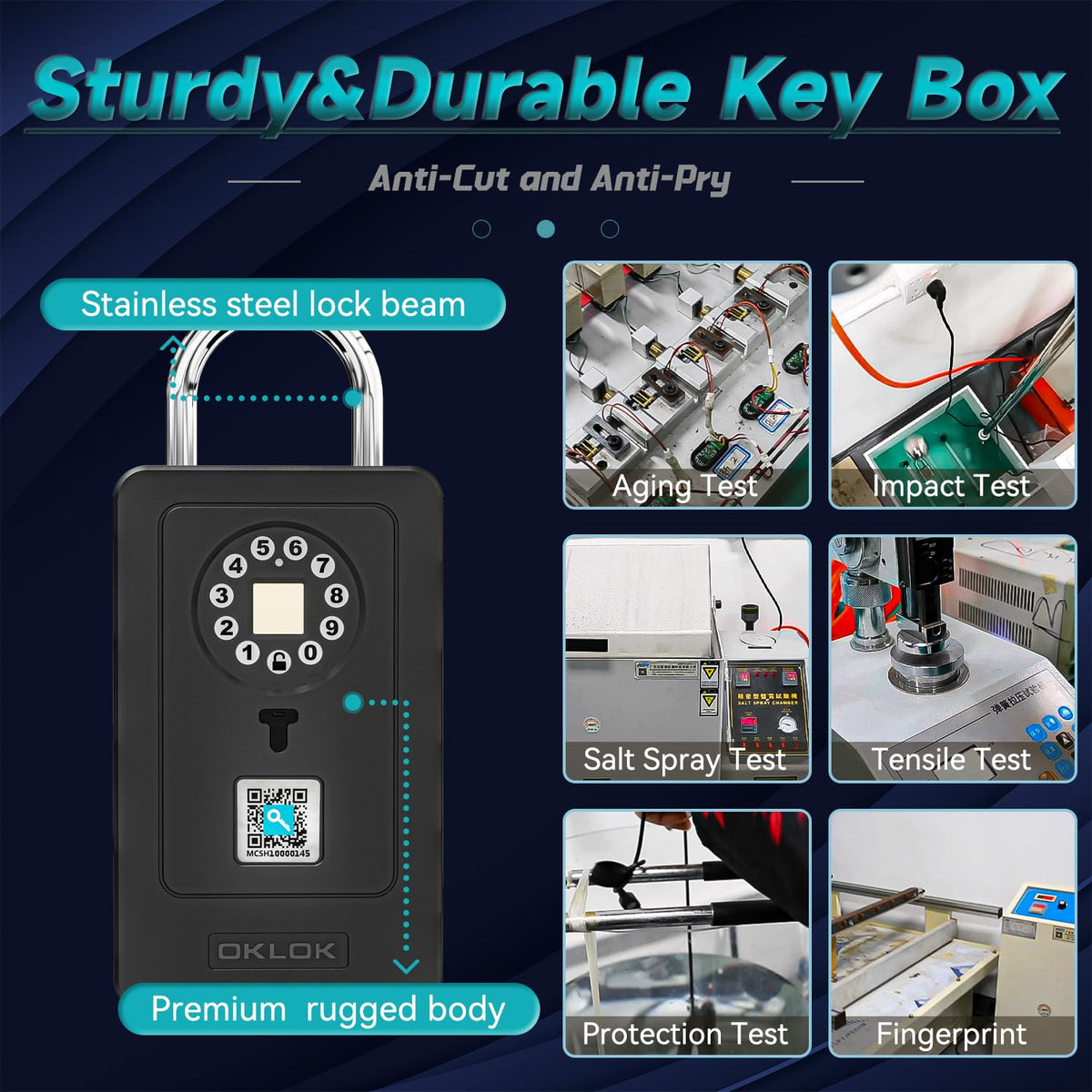 SFW New Smart Lock Boxes, Fingerprint Key Box Bluetooth Key Box with App Control & Passcode, Waterproof Wall Mounted & Door Hanging Security Lock Box (Fingerprint Unlock)