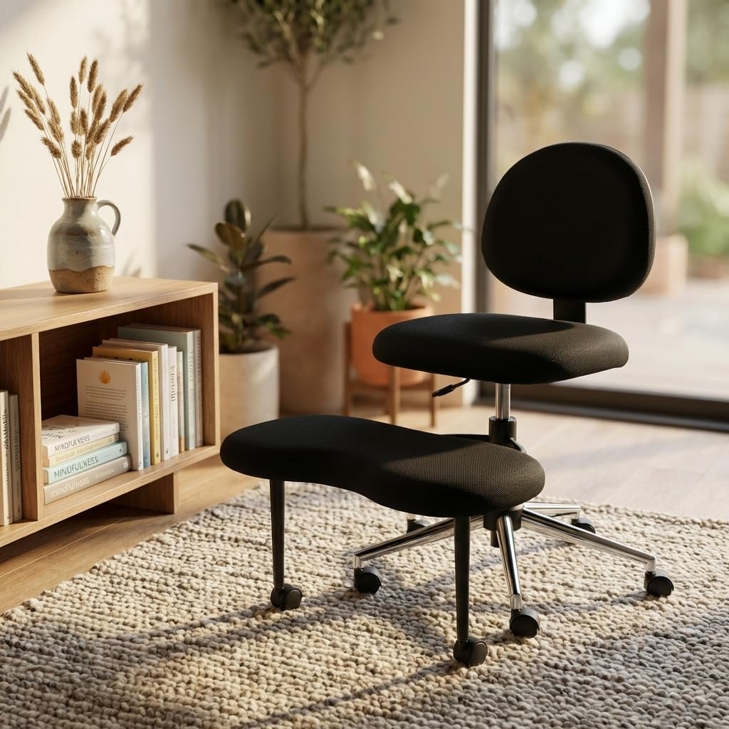 NFMOD Ergonomic Chair with Integrated Footrest, Adjustable Meditation Chair for Women & ADHD, Rolling Swivel Home Desk Chair, Pet‑Companion Chair for Home Office Study
