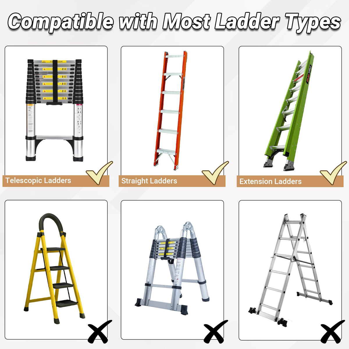 Toriexon Ladder Extender Pro, Ladder Stabilizer High Strength, Ladder Leveler 13.4”-19” Adjustable Height Range for Single and Extension Ladders